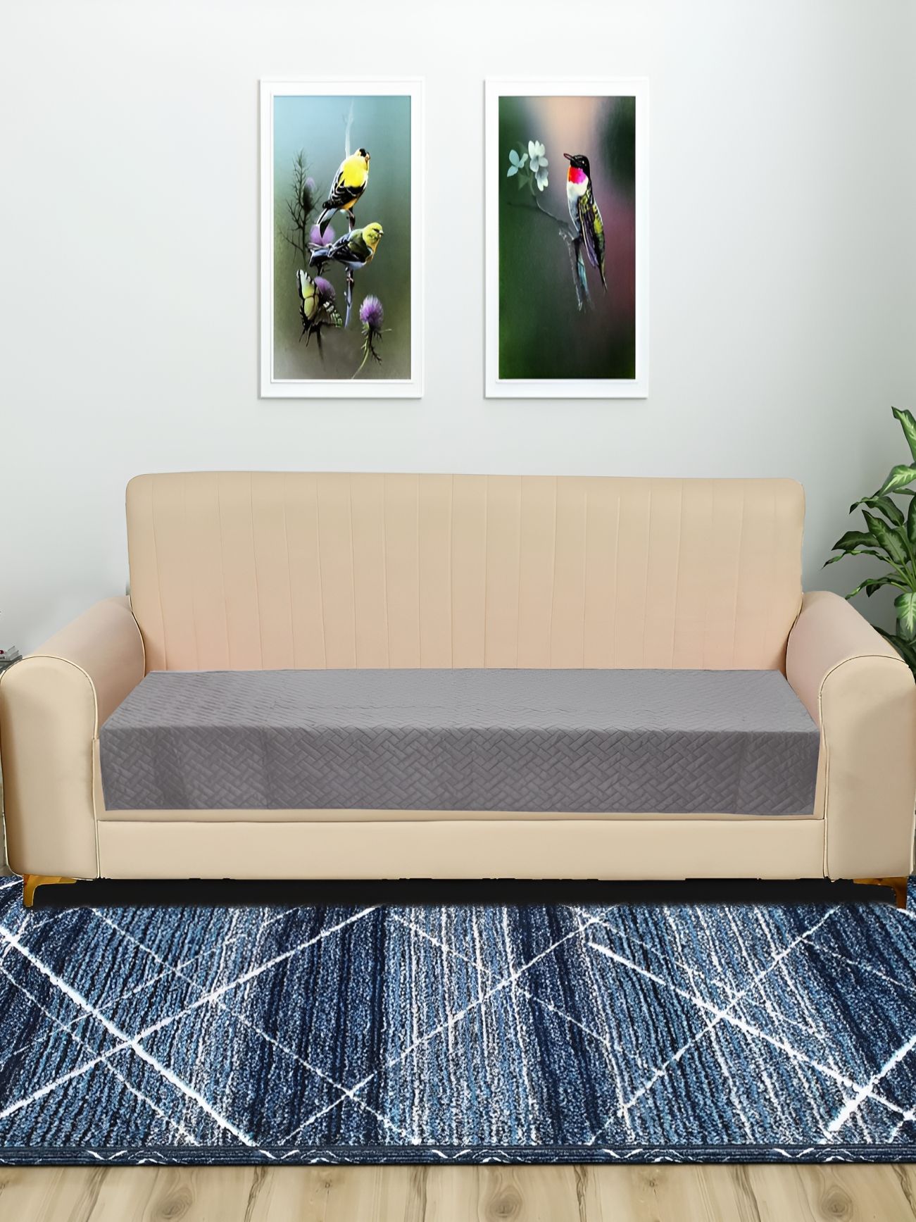 RRC Grey Solid Velvet 3 Pieces Sofa Cover-picture-48