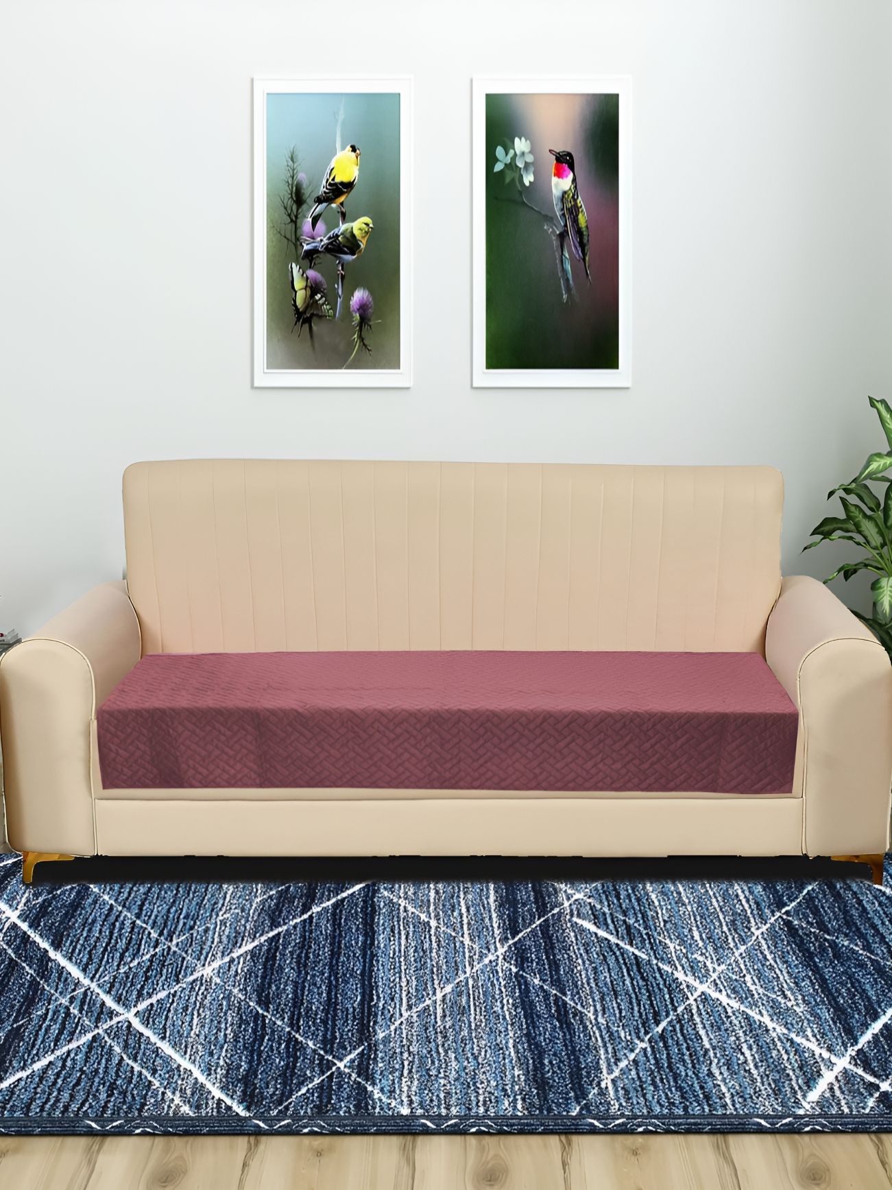 RRC Coral Solid Velvet 3 Pieces Sofa Cover-image-23