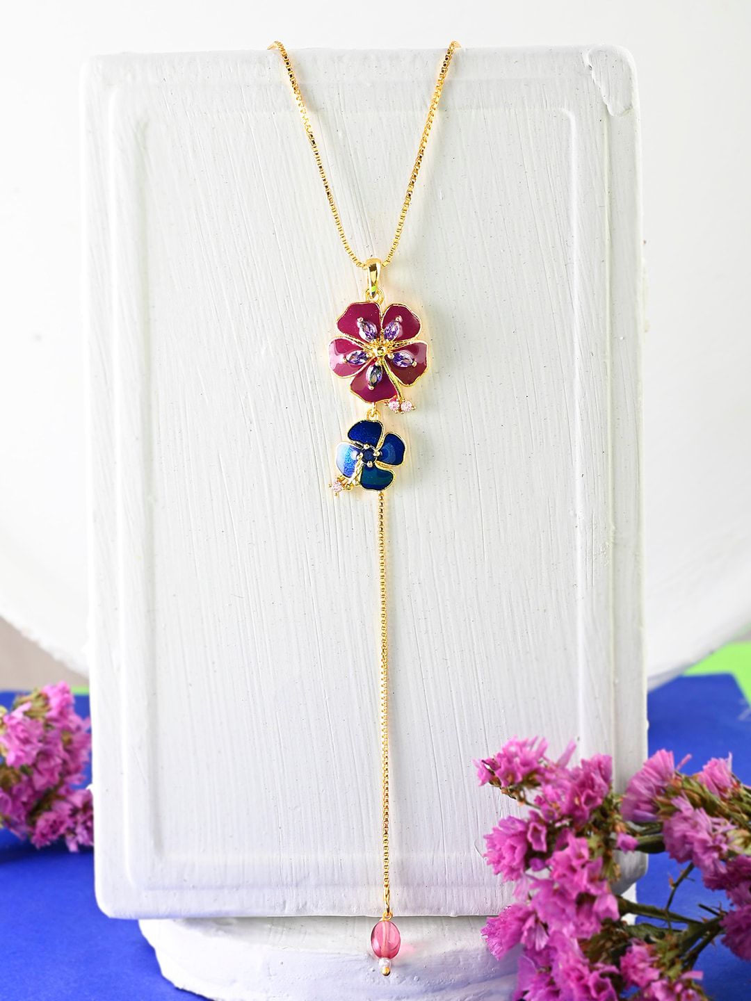 Voylla Gold-Plated Floral Pendants with Chains-picture-16