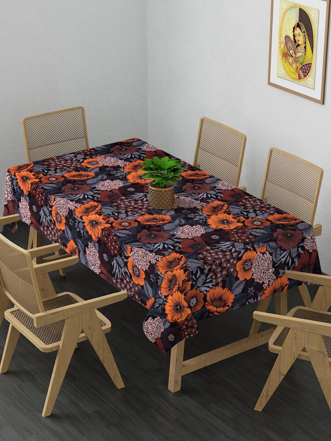 KLOTTHE Grey Set of 6 Floral 6-Seater Table Cover with Embellished details-picture-34