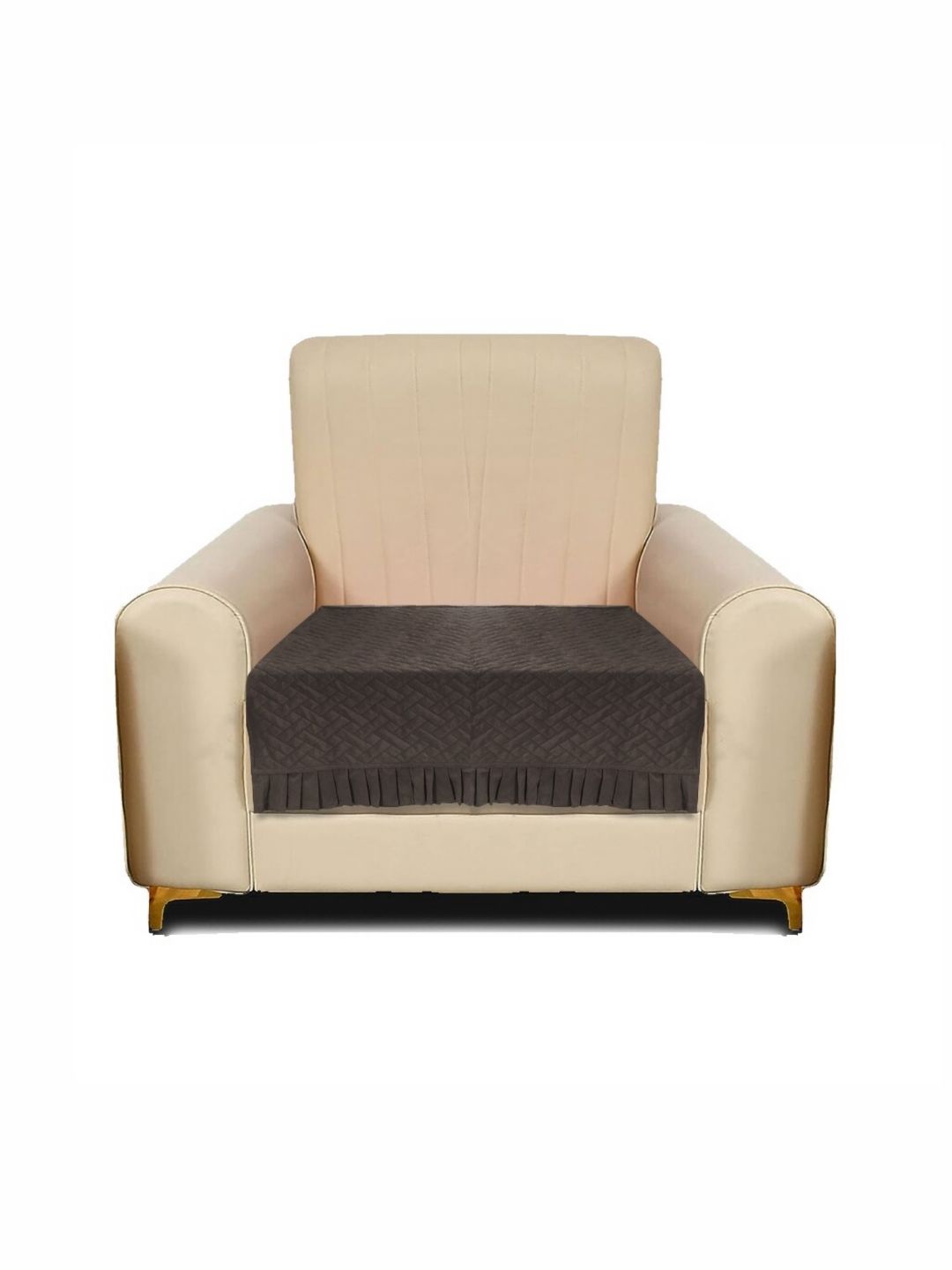 RRC Brown Velvet 1 Seater Sofa Cover with Frill-picture-55