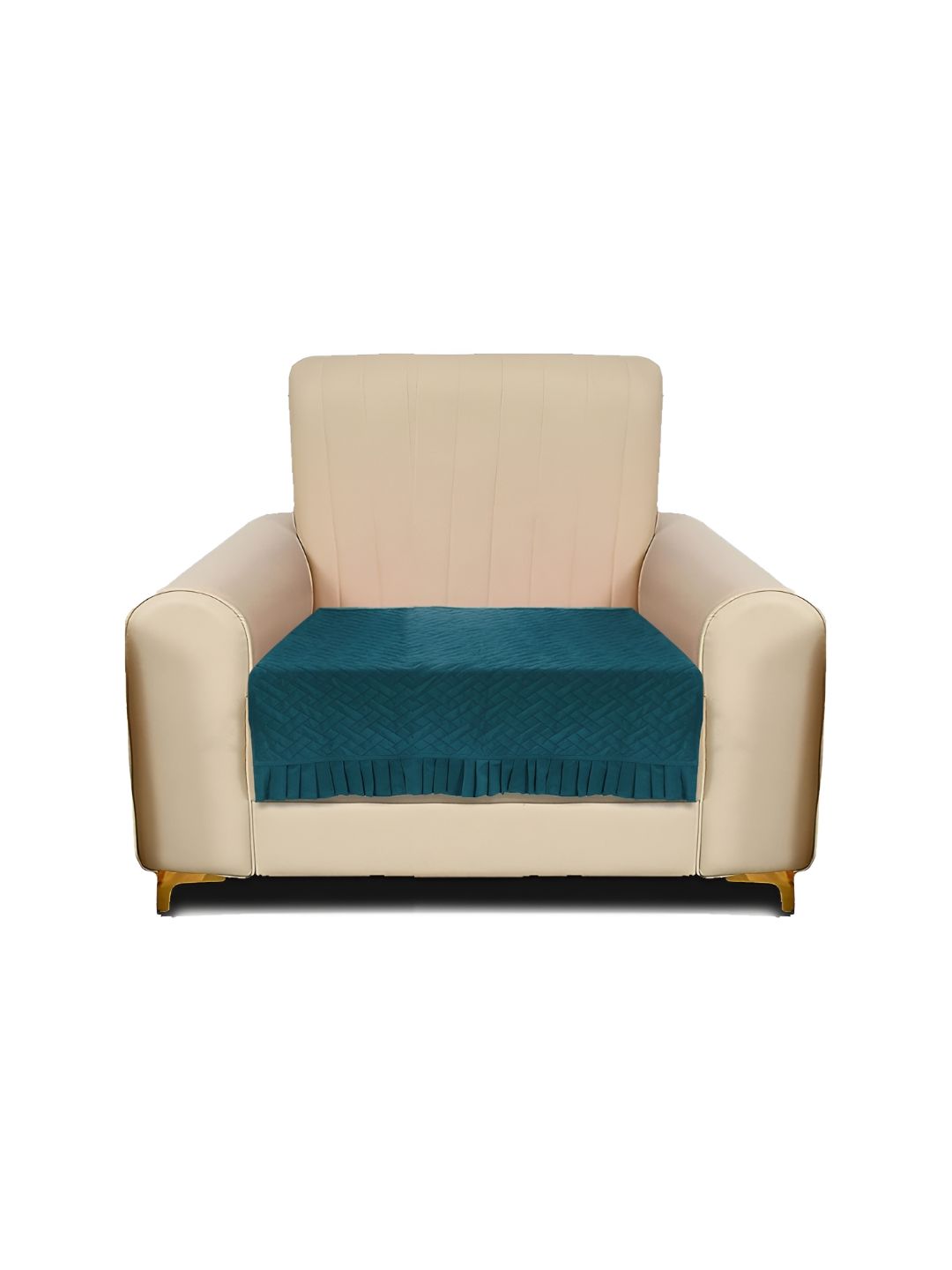 RRC Green Solid Velvet 1 Seater Sofa Cover-picture-27