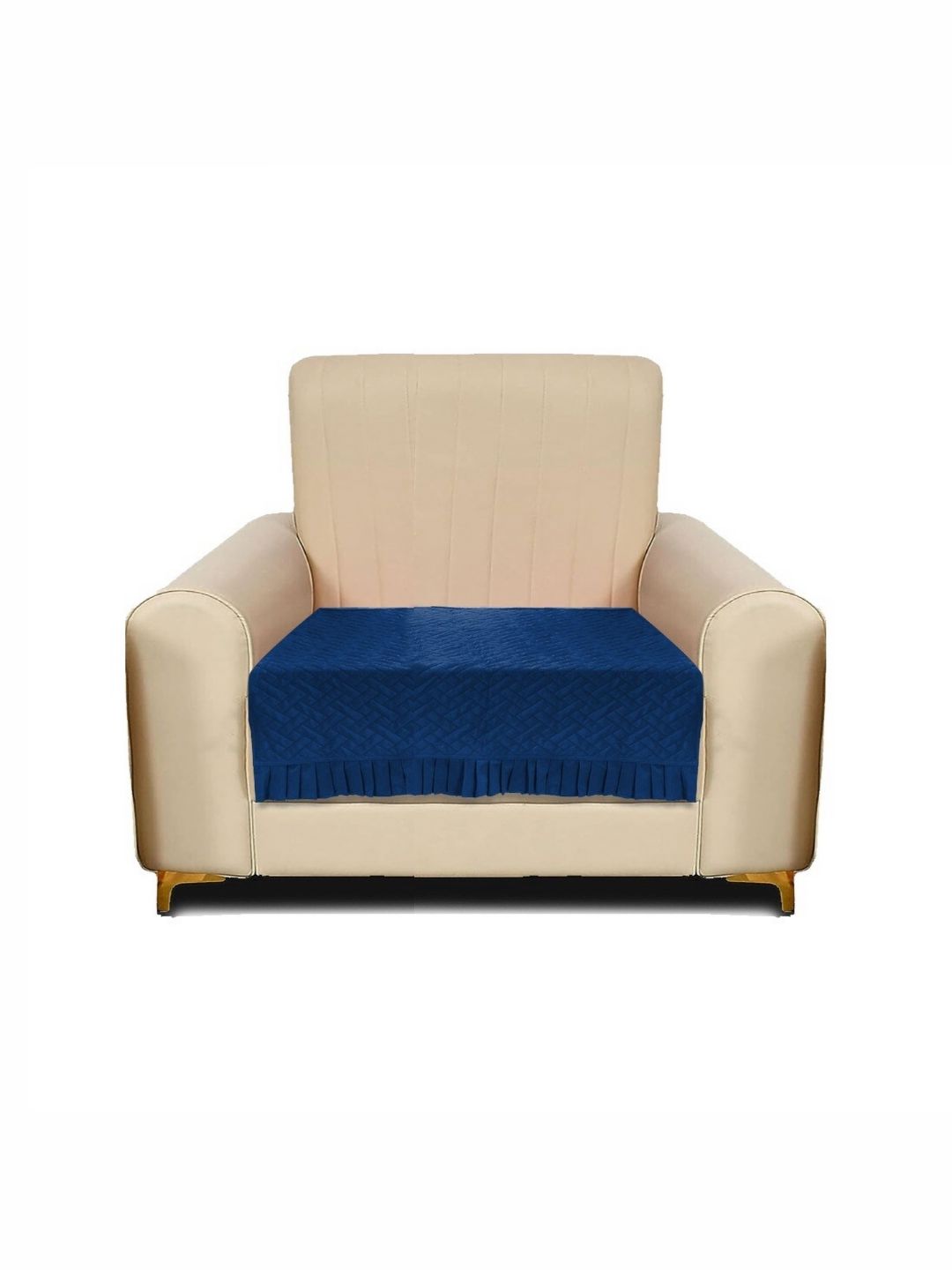 RRC Blue Velvet 1 Seater Sofa Cover with Frill-picture-41