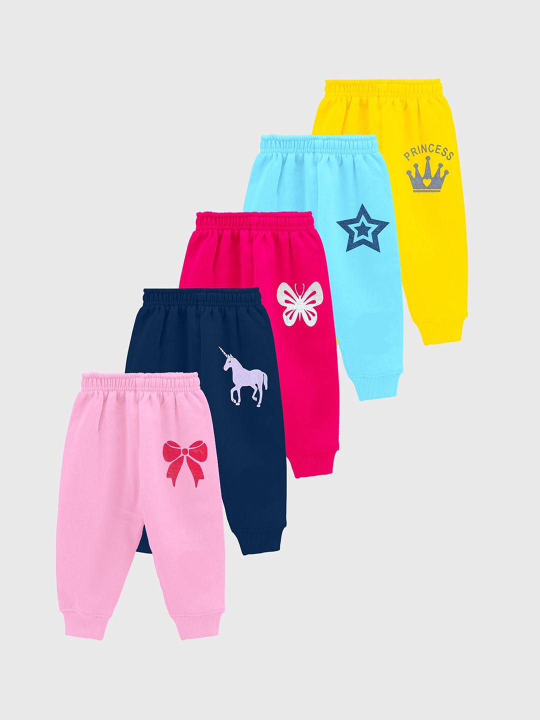 KUCHIPOO Infant Girls Pack Of 5 Printed Joggers-picture-10