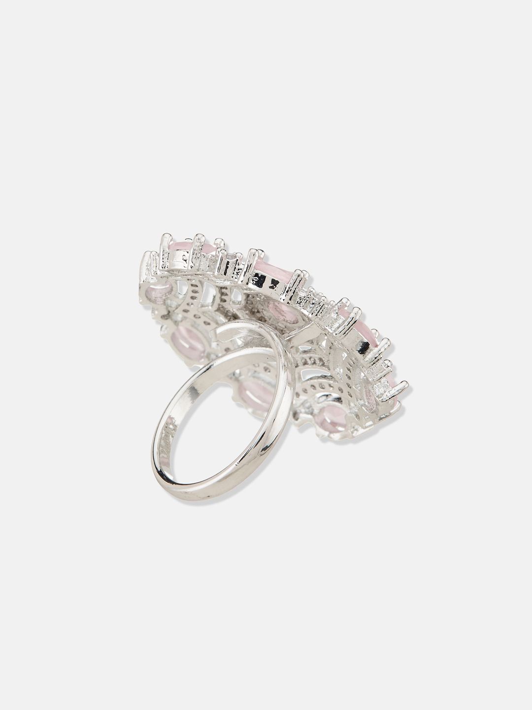 ATIBELLE Women Set of 2 Silver-Plated CZ-Studded Finger Rings