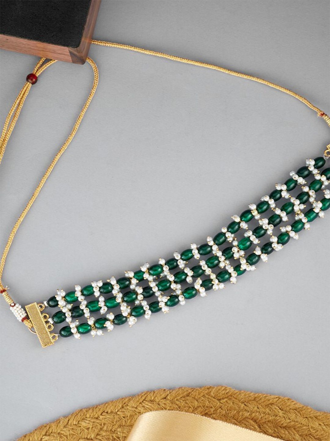 ATIBELLE Beaded Gold-Plated Choker Necklace