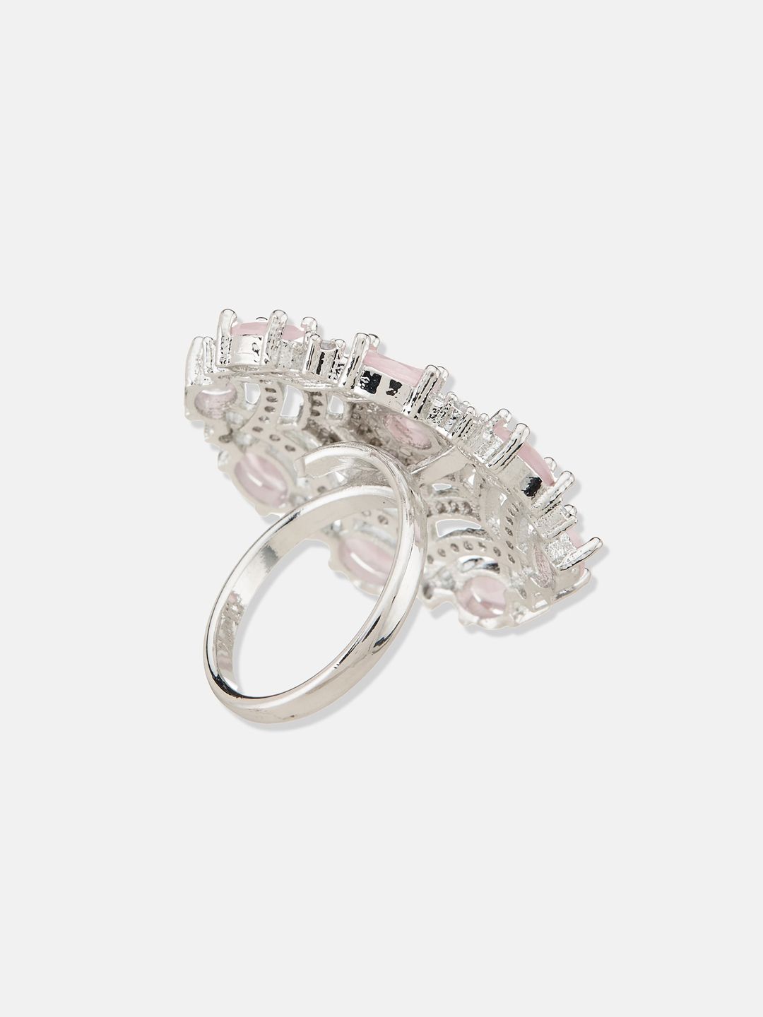 ATIBELLE Women Silver-Plated CZ-Studded Finger Rings