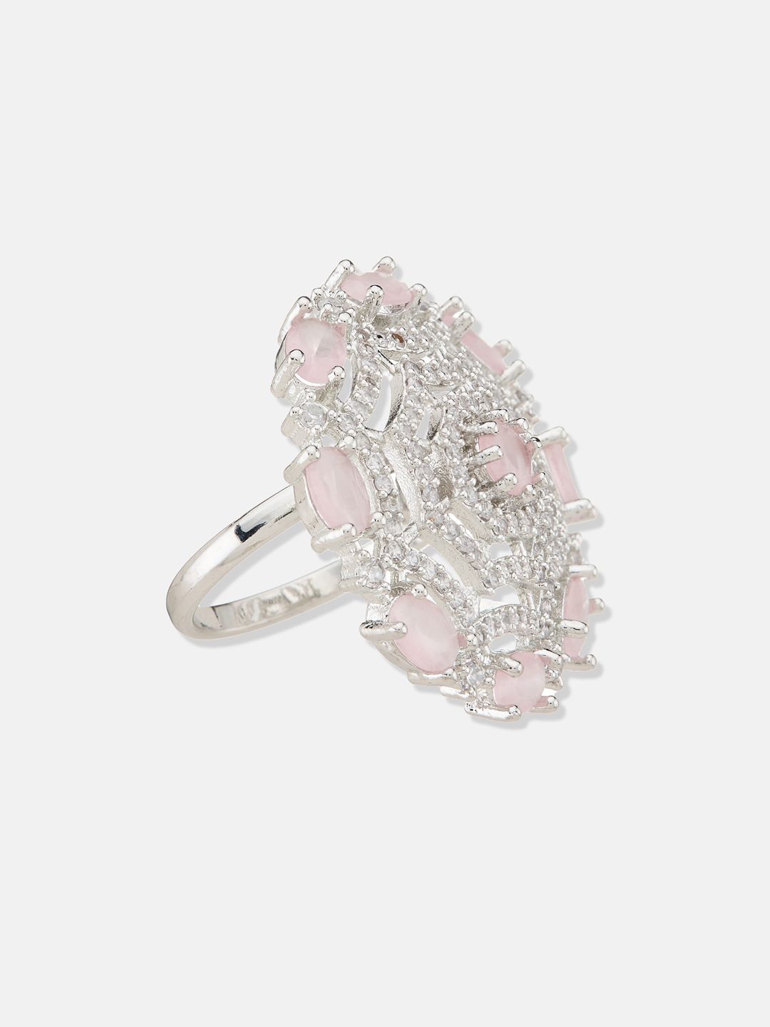 ATIBELLE Women Silver-Plated CZ-Studded Finger Rings