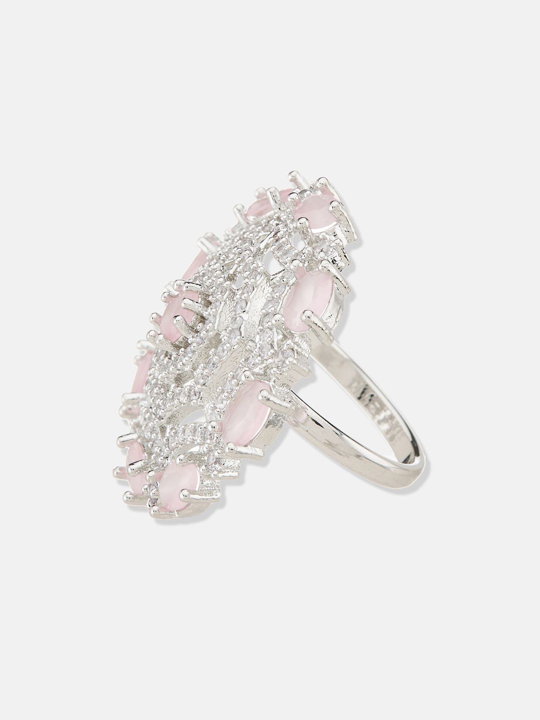 ATIBELLE Women Silver-Plated CZ-Studded Finger Rings