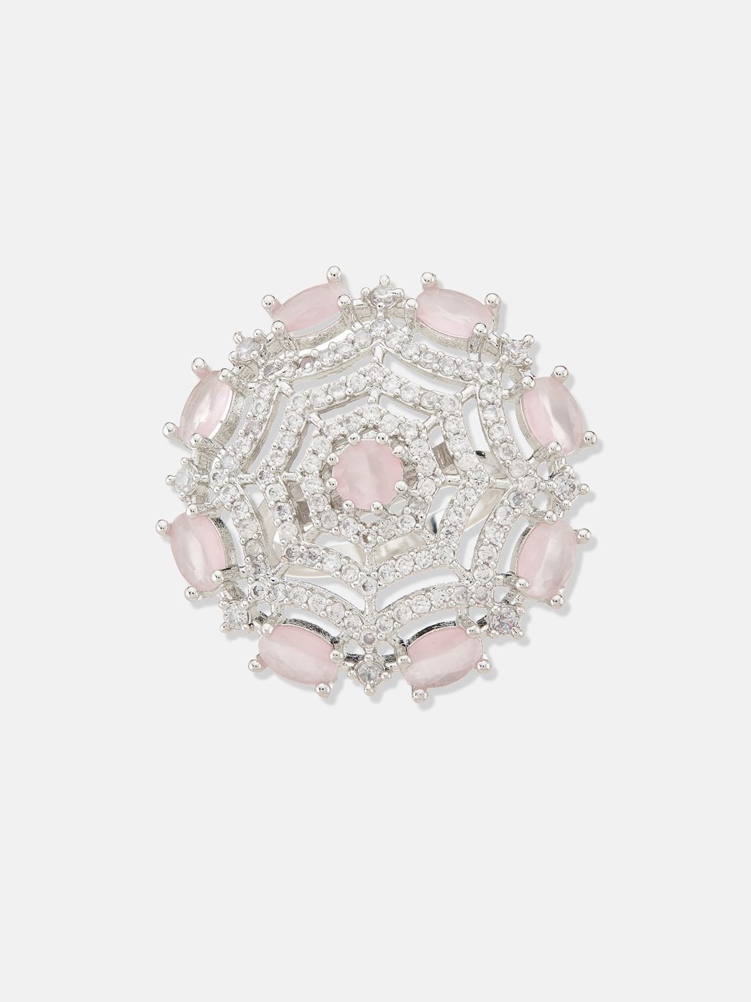 ATIBELLE Women Silver-Plated CZ-Studded Finger Rings