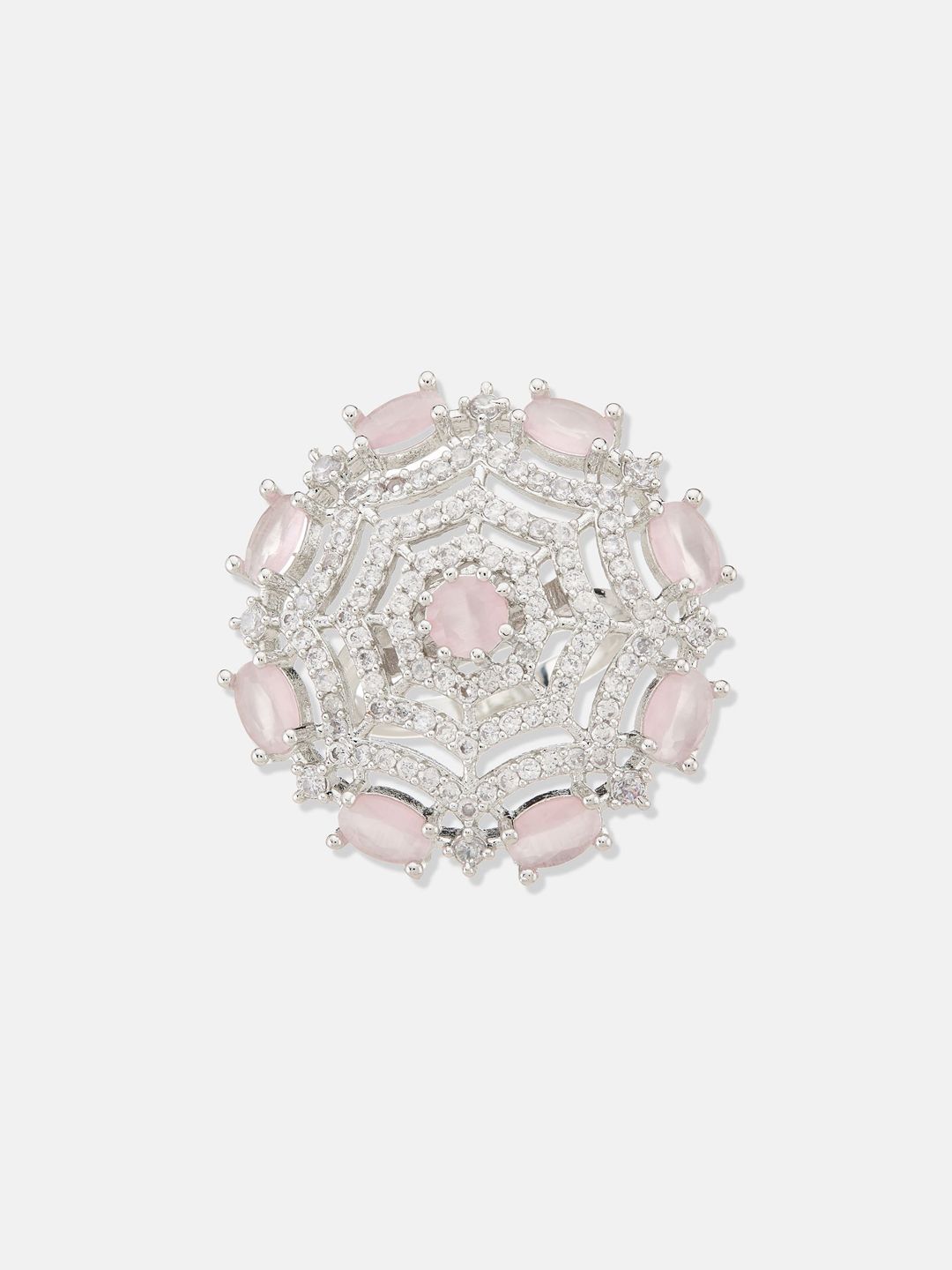 ATIBELLE Women Set of 3 Silver-Plated CZ-Studded Finger Rings