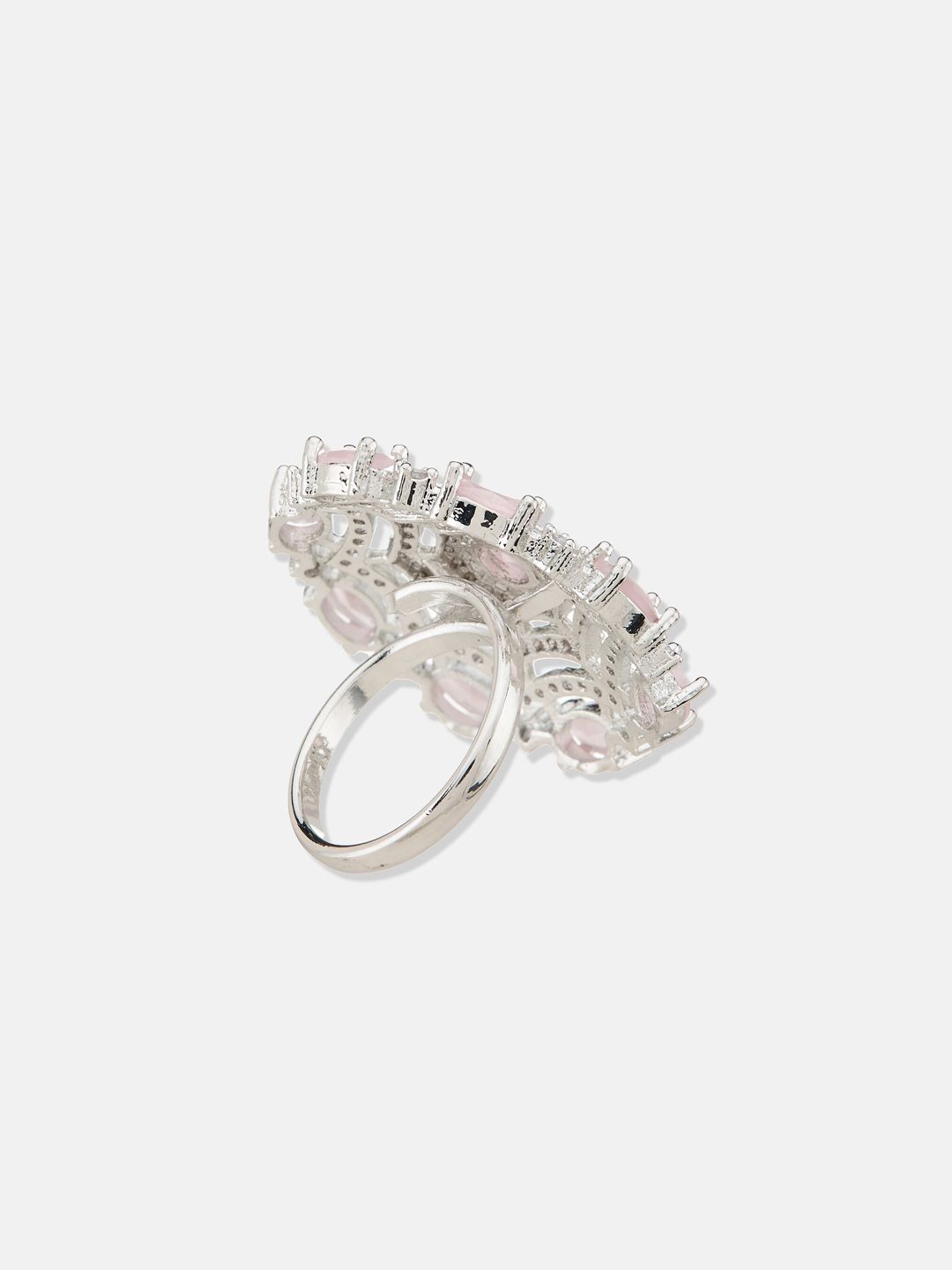 ATIBELLE Women Set of 2 Silver-Plated CZ-Studded Finger Rings