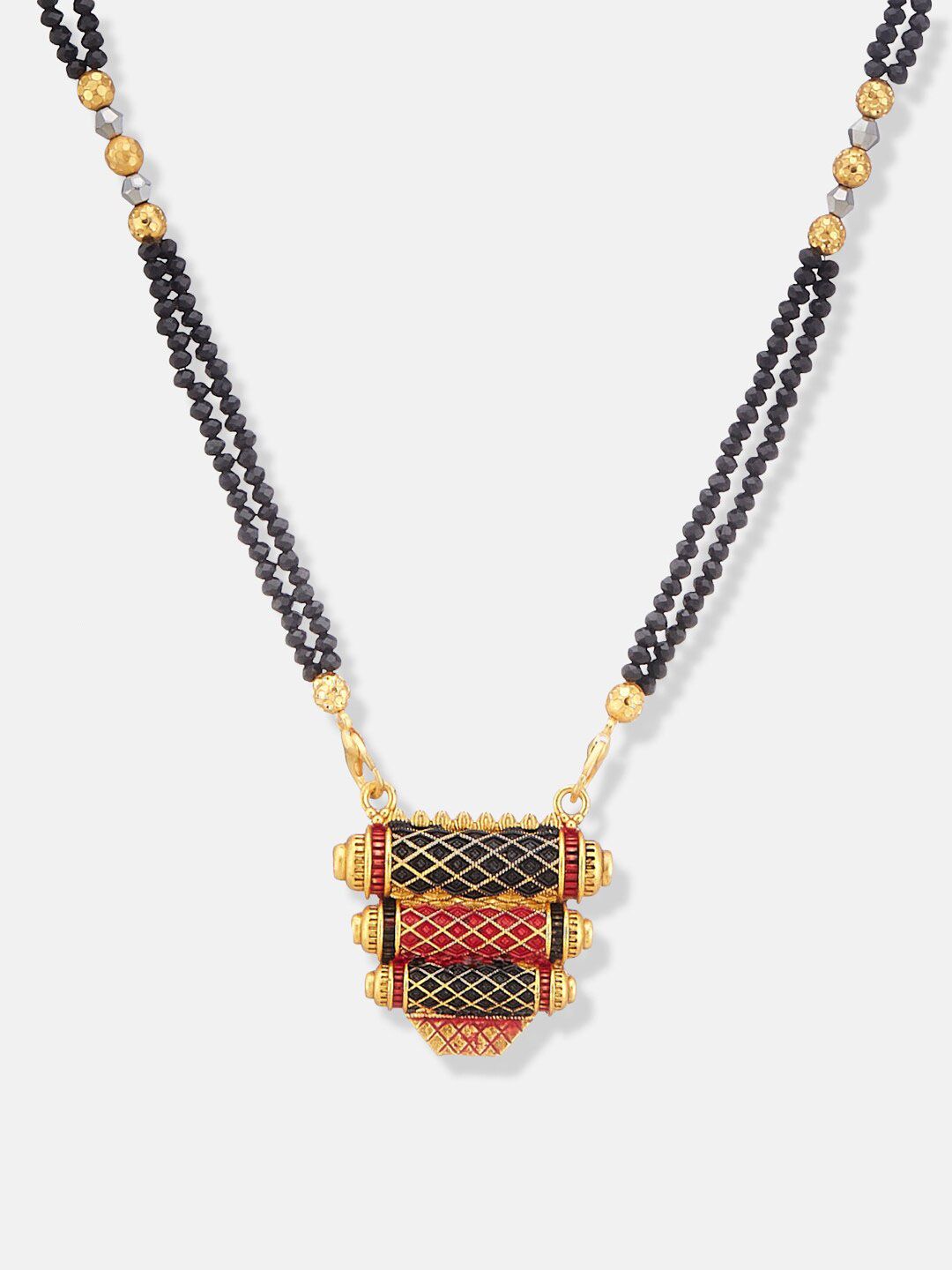 ATIBELLE Gold-Plated Artificial Stones and Beads Mangalsutra