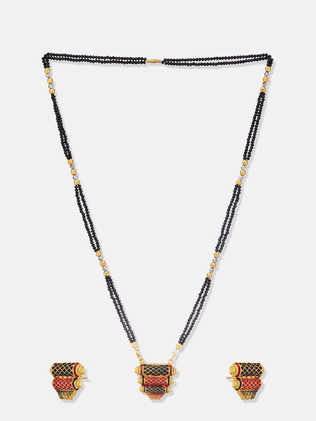 ATIBELLE Gold-Plated Artificial Stones and Beads Mangalsutra