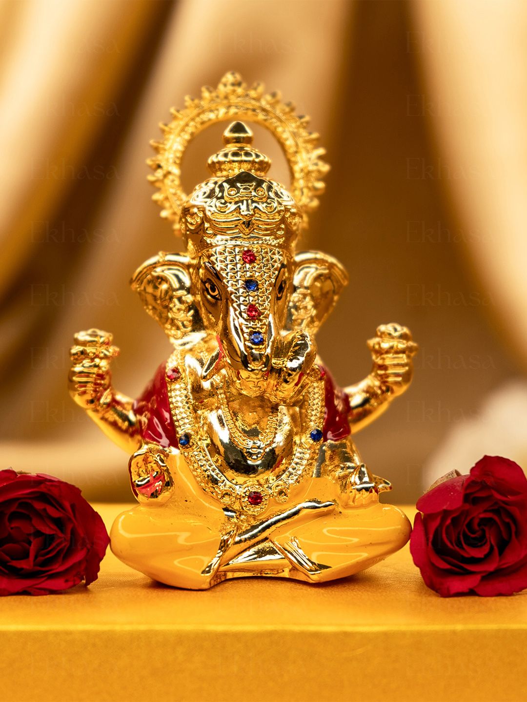 Ekhasa Gold-Toned & Red Religious Idol Showpiece