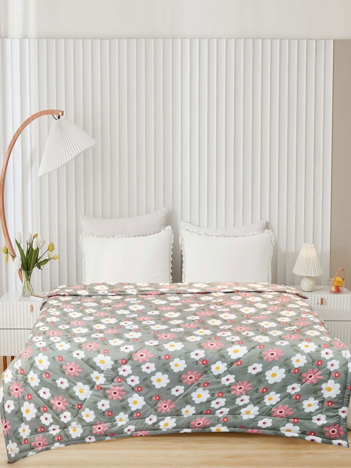 Supreme Home Collective Beige & Peach-Coloured Cotton AC Room 300 GSM Double Bed Comforter-image-48