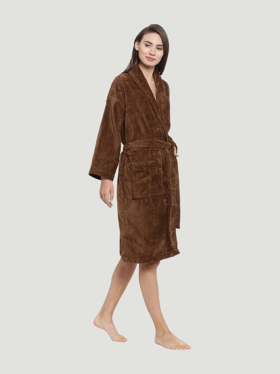 MYTRIDENT  Brown Women 350 GSM Pure Cotton Bath Robe