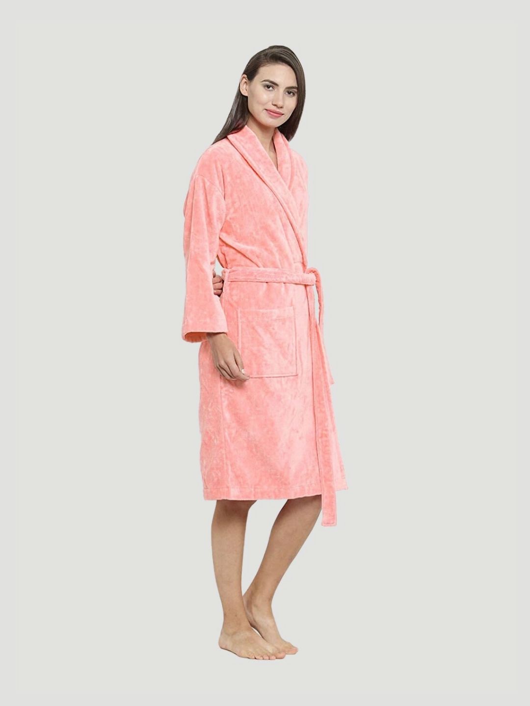 MYTRIDENT Women Peach 
Pure Cotton Bath Robe-image-25