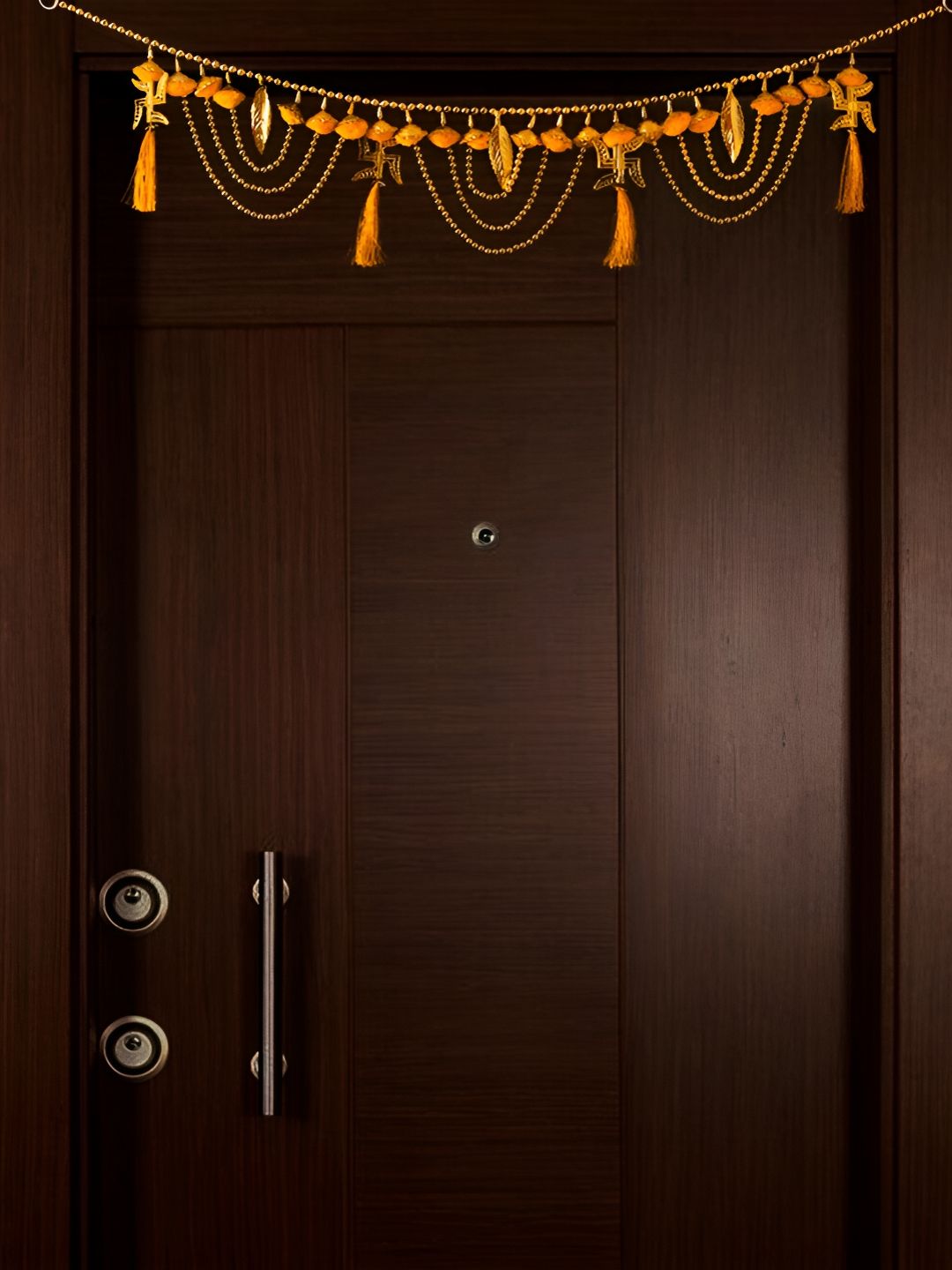 Special You Yellow & Gold Swastik Door Hanging Plastic Toran Festive Decor-picture-33