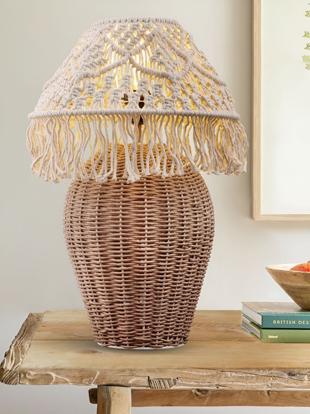 Decazone Beige Wood Square Table Lamp with Adjustable Cord-image-33
