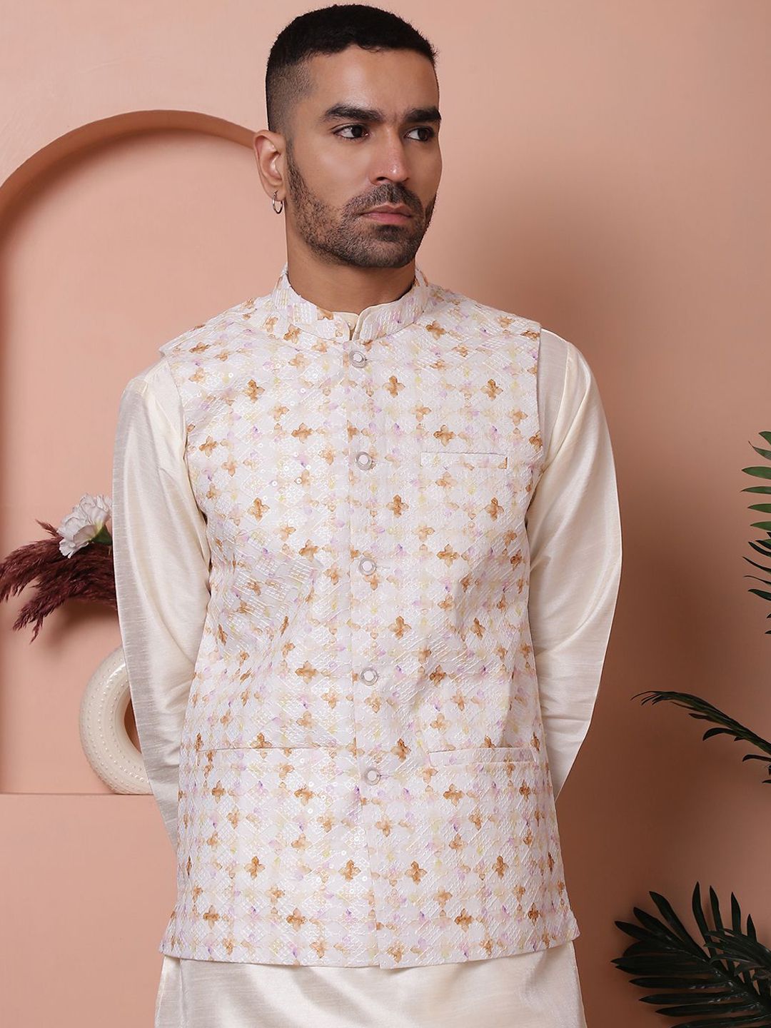 Jompers Floral Printed Woven Nehru Jacket-picture-37