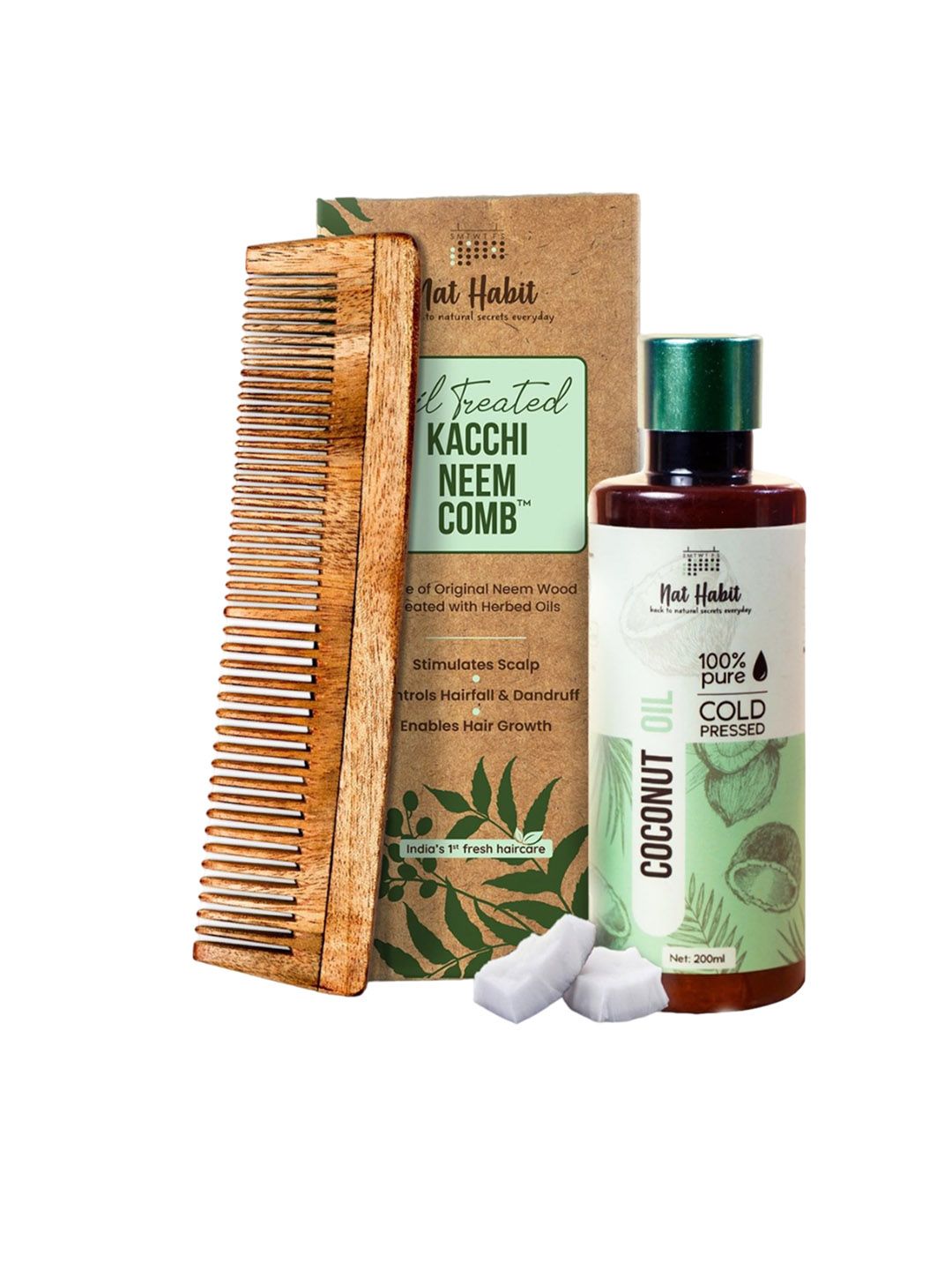 Nat Habit Kacchi Neem Wood Comb & Pure Cold Pressed Castor Oil 200ml-picture-10