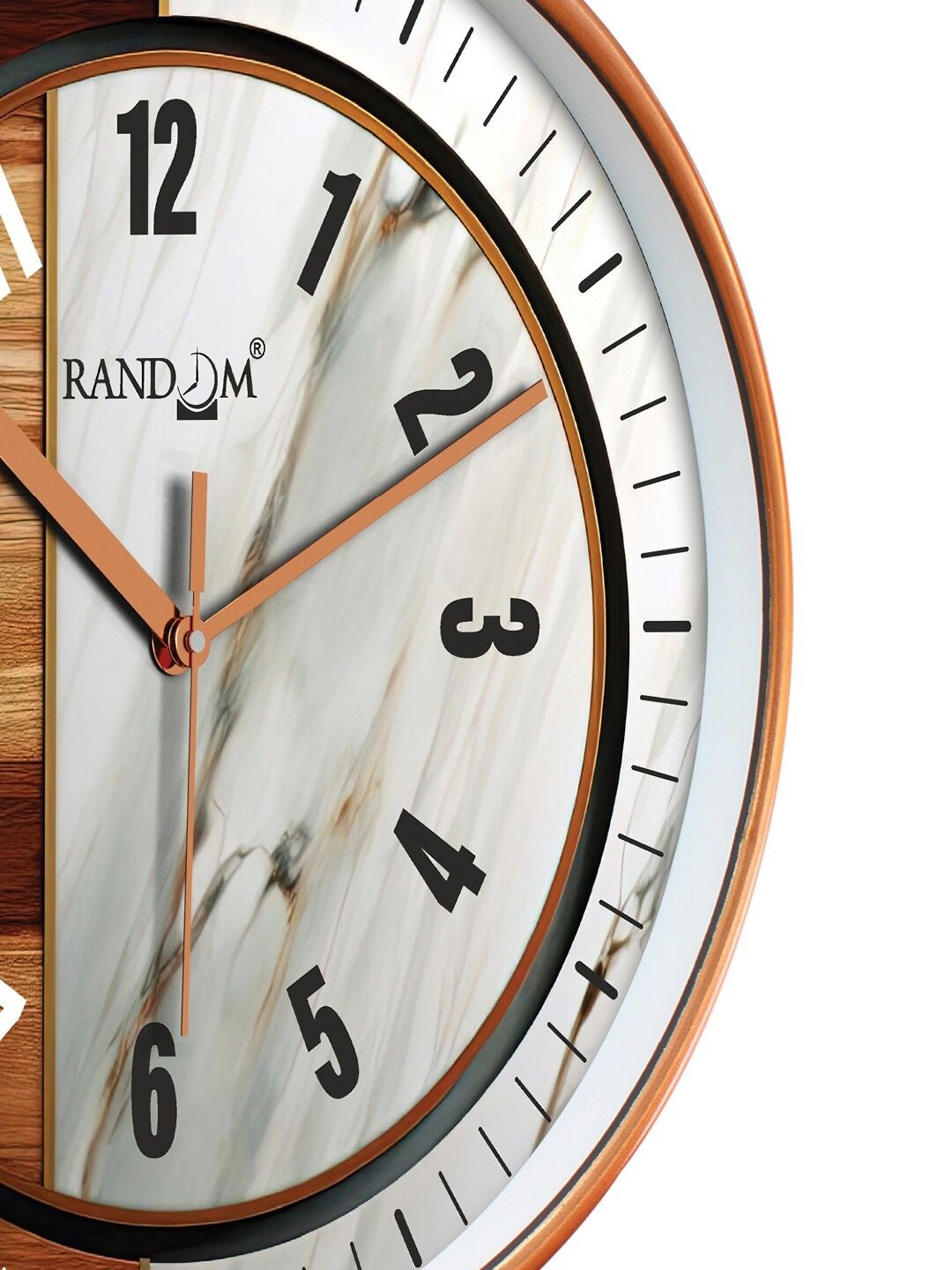 RANDOM White & Brown Colourblocked Contemporary Wall Clock-picture-33