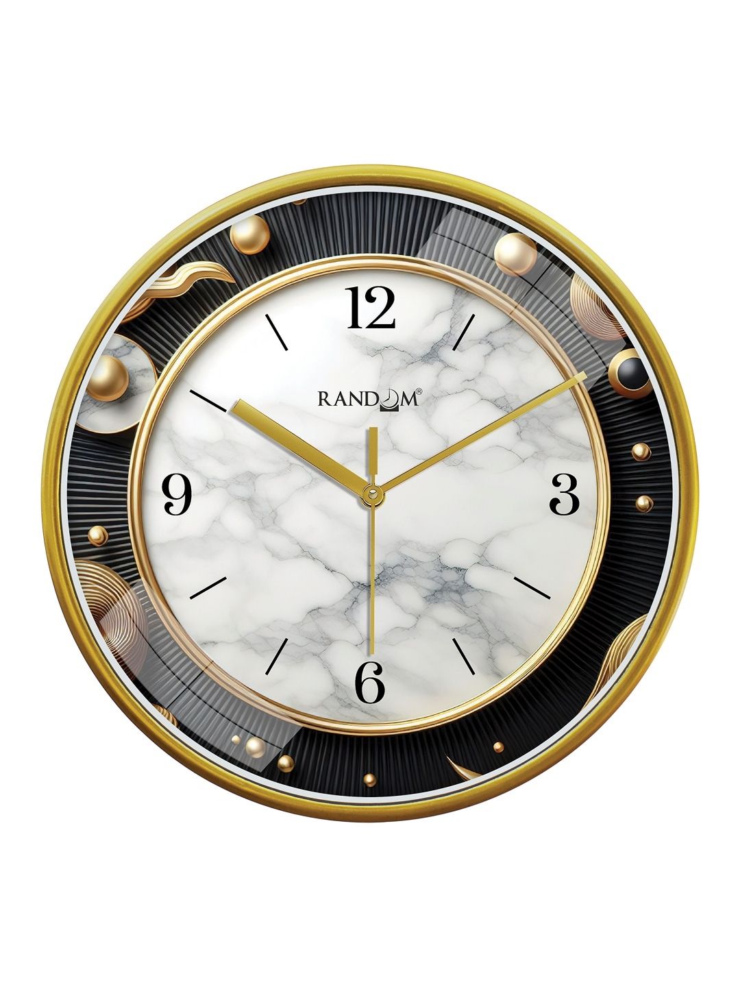 RANDOM Beige & Black Printed Contemporary Wall Clock-image-35