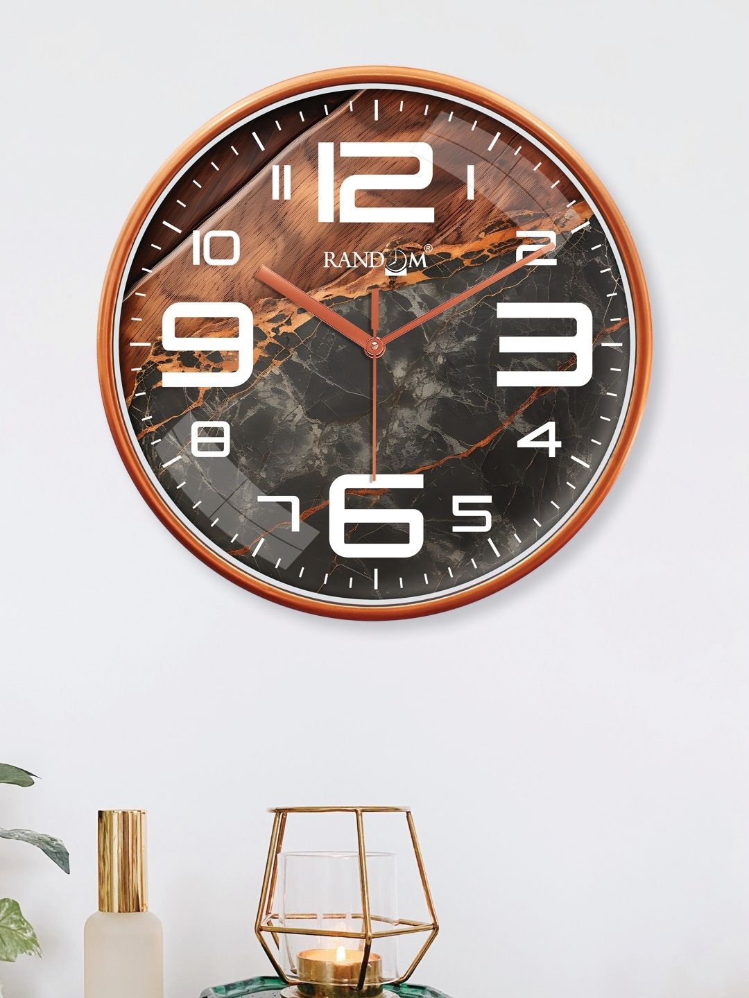 RANDOM Black & Brown Printed Contemporary Wall Clock