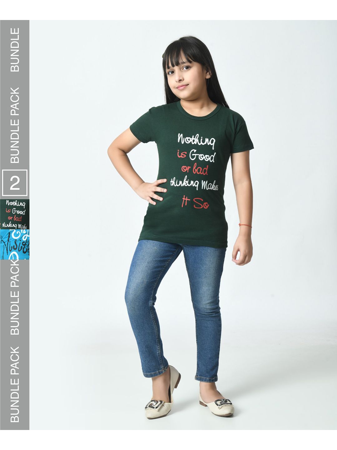 BAESD Girls Pack of 2 Typography Printed Slim Fit T-shirt-picture-49