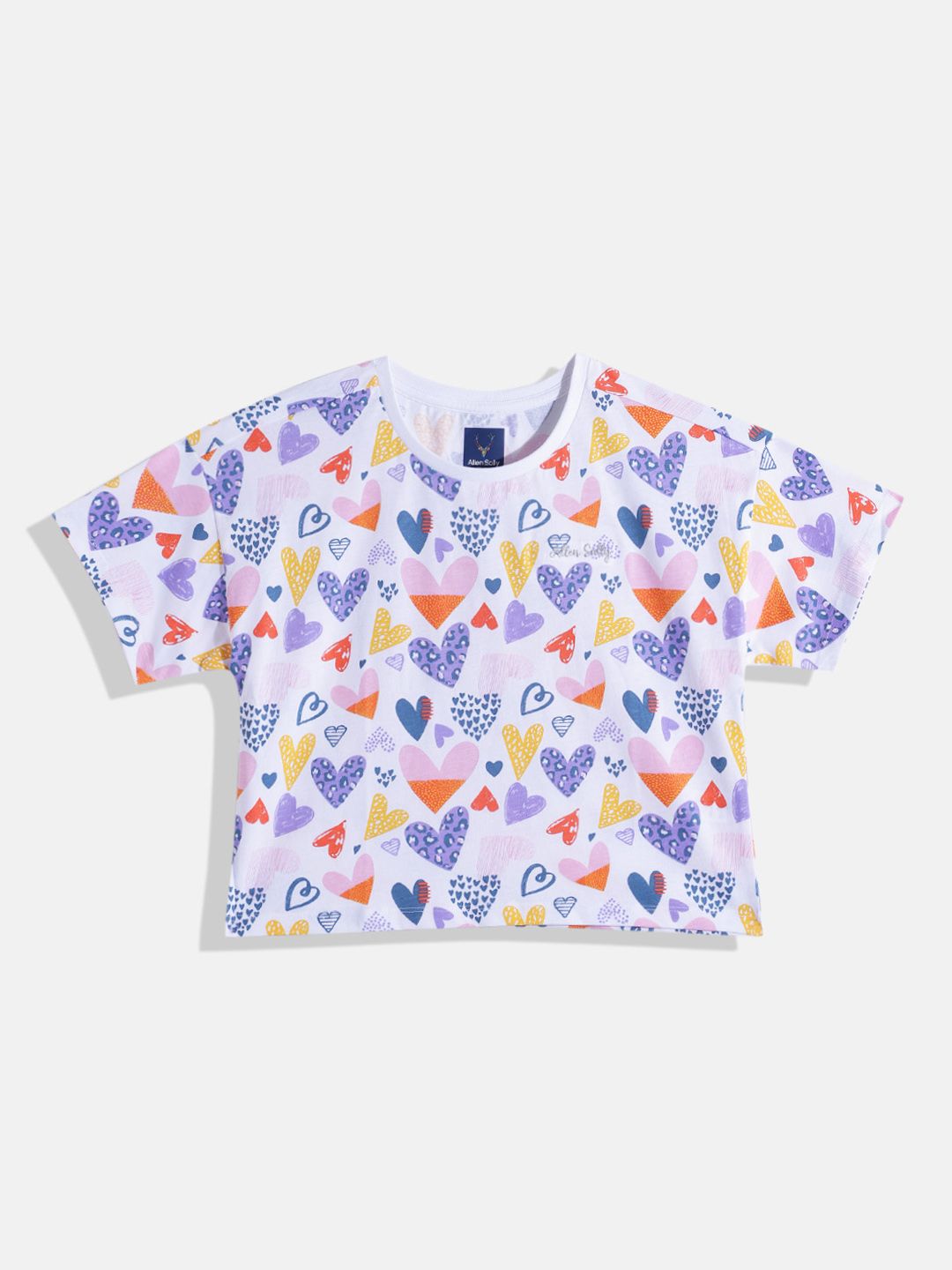 Allen Solly Junior Girls Pure Cotton Conversational Printed Crop T-shirt-picture-12