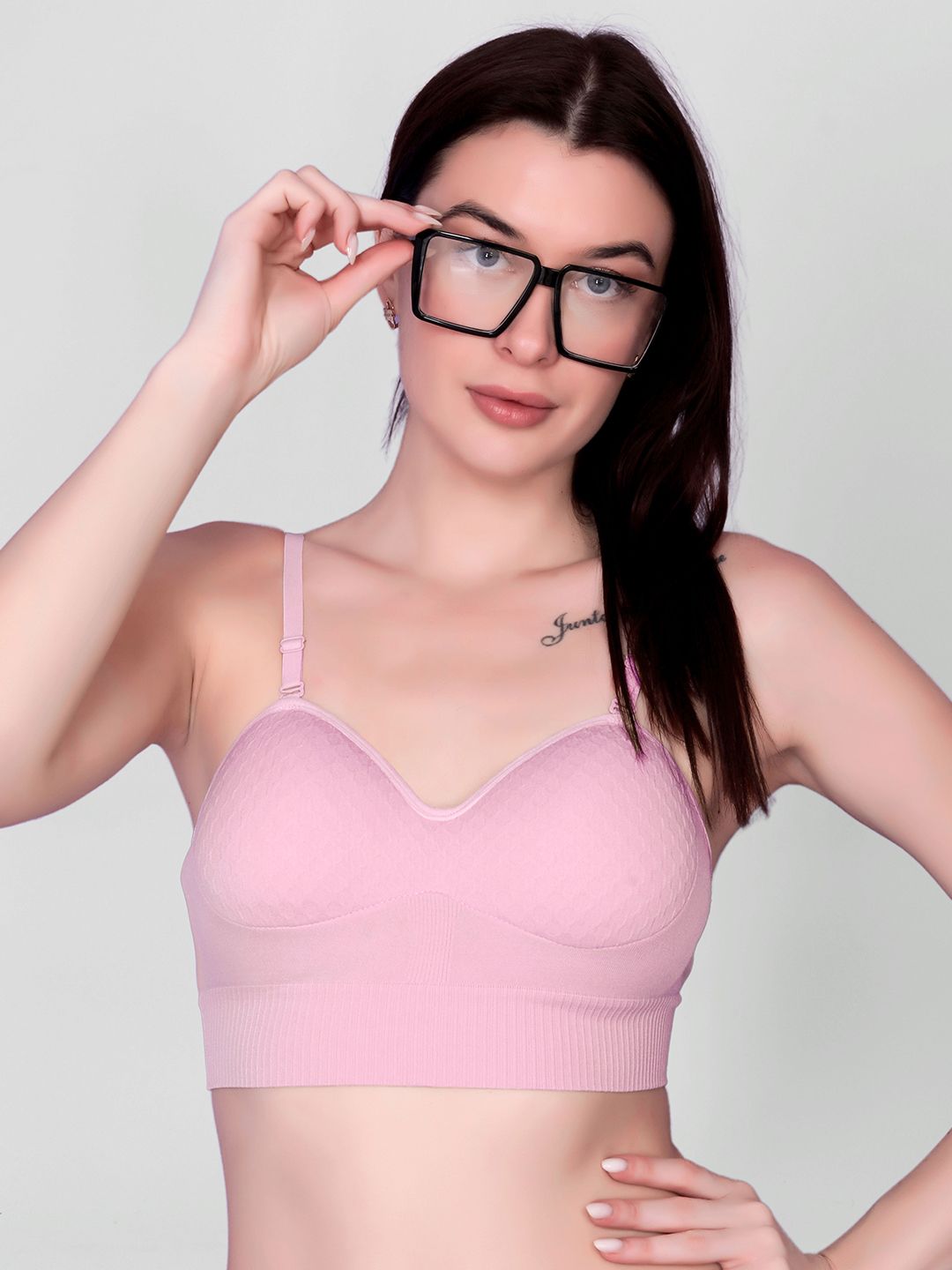 Flenzy women Full Coverage Heavily Padded Self Design Bra