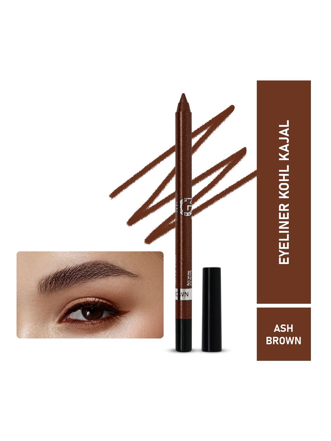 MATTLOOK Single Stroke Super Glide Eyeliner Kohl Kajal - 1.3g - Ash Brown-image-22