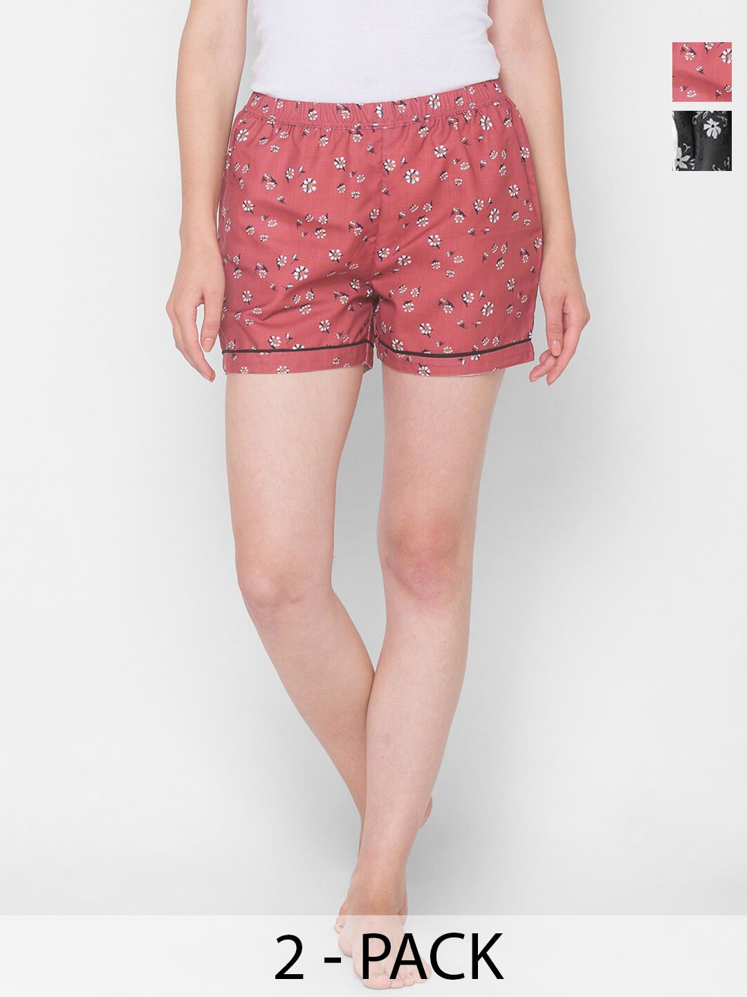 FashionRack Women Pack of 2 Printed Lounge Shorts-picture-12