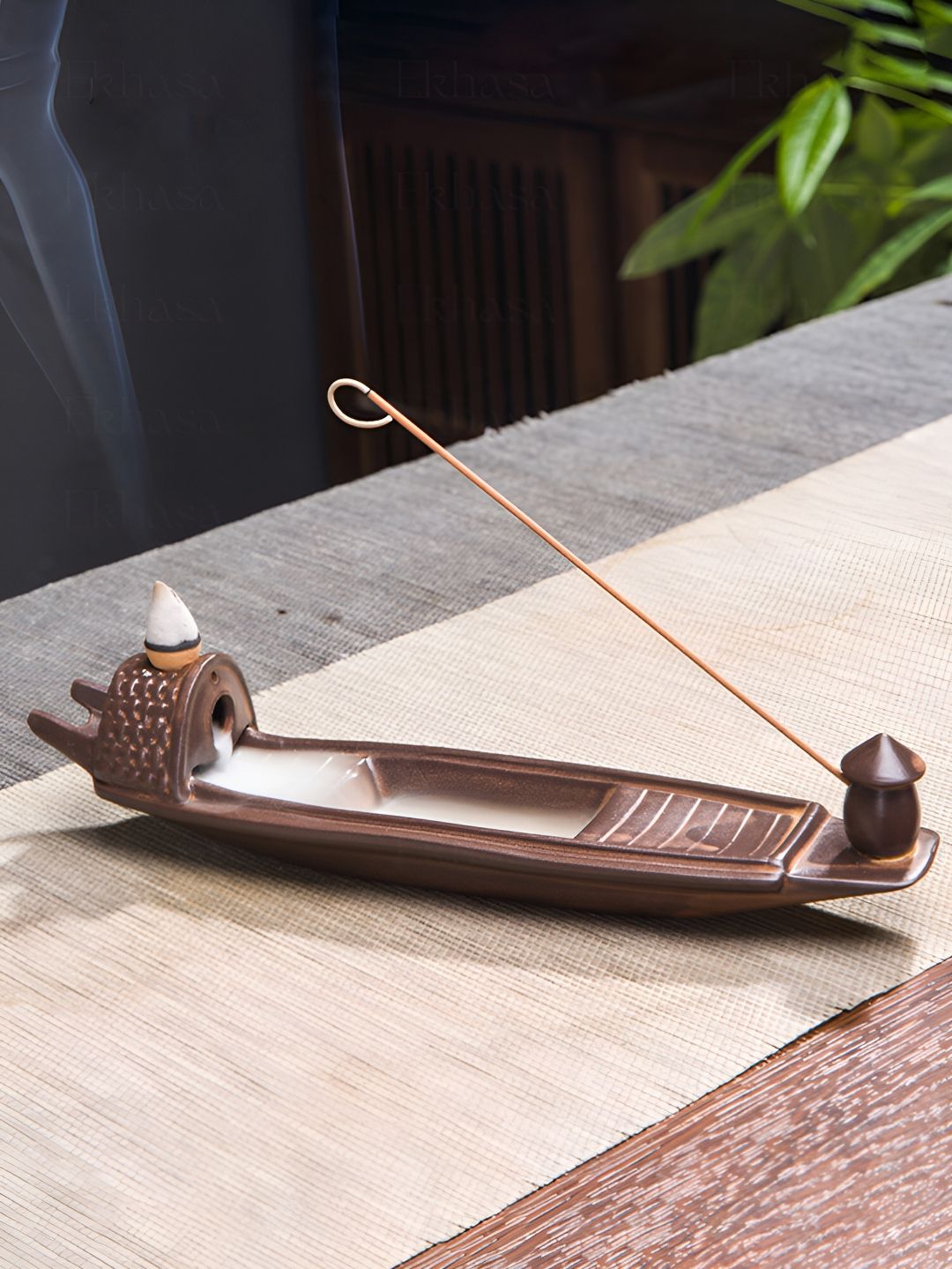 Ekhasa Brown Ceramic Smoke Fountain