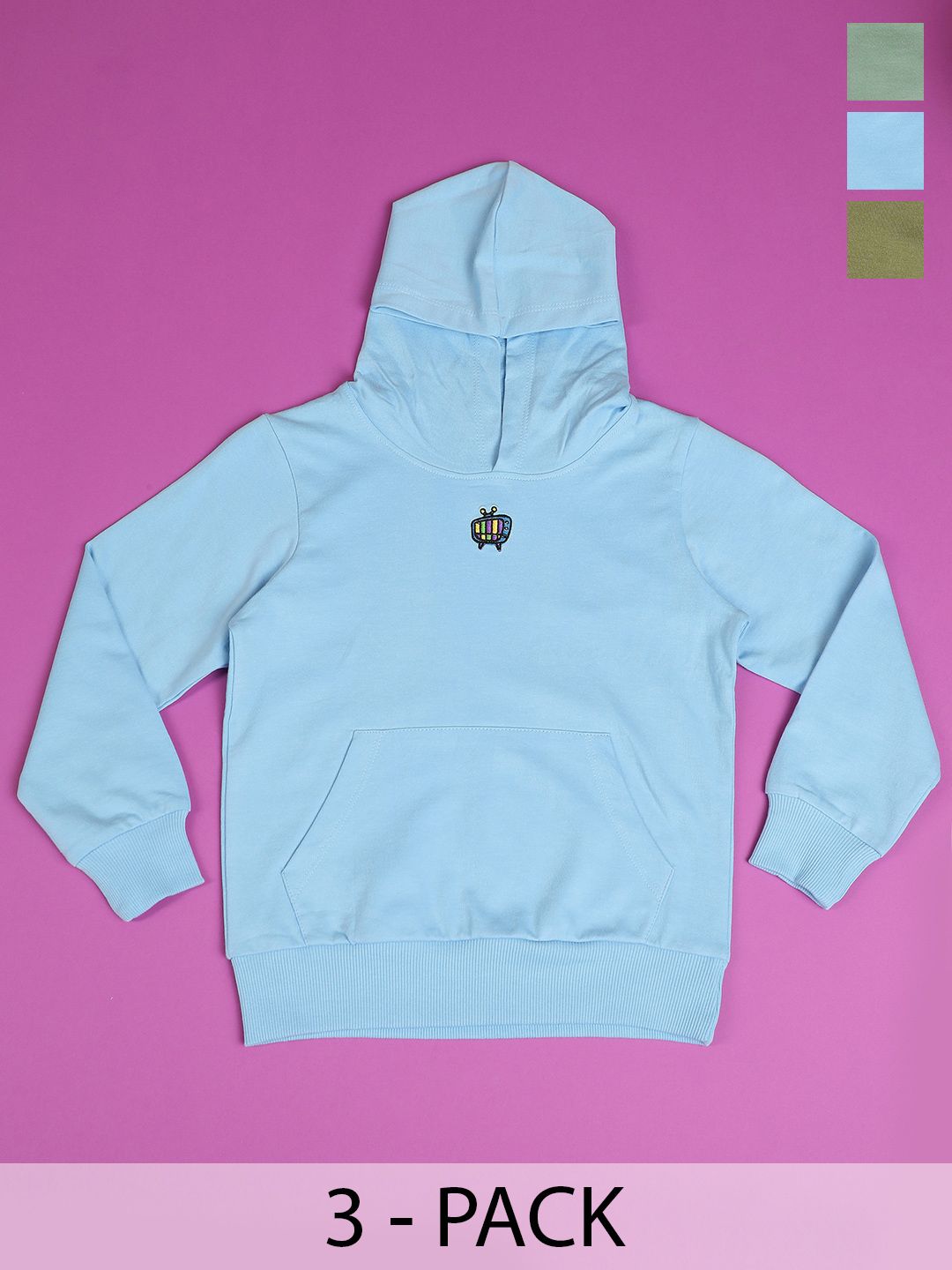 Hoop Boys Pack Of 3 Hooded Ribbed Cotton Pullover Sweatshirts-image-39
