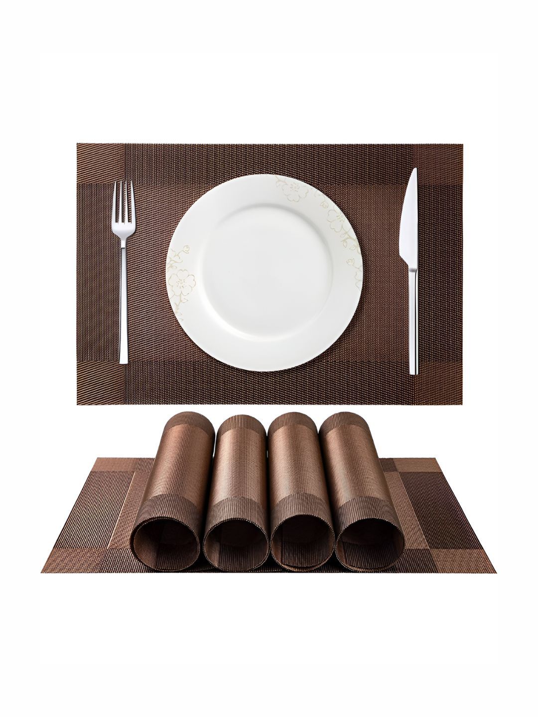 P-Plus International 6-Pcs Brown Table Placemats-image-0