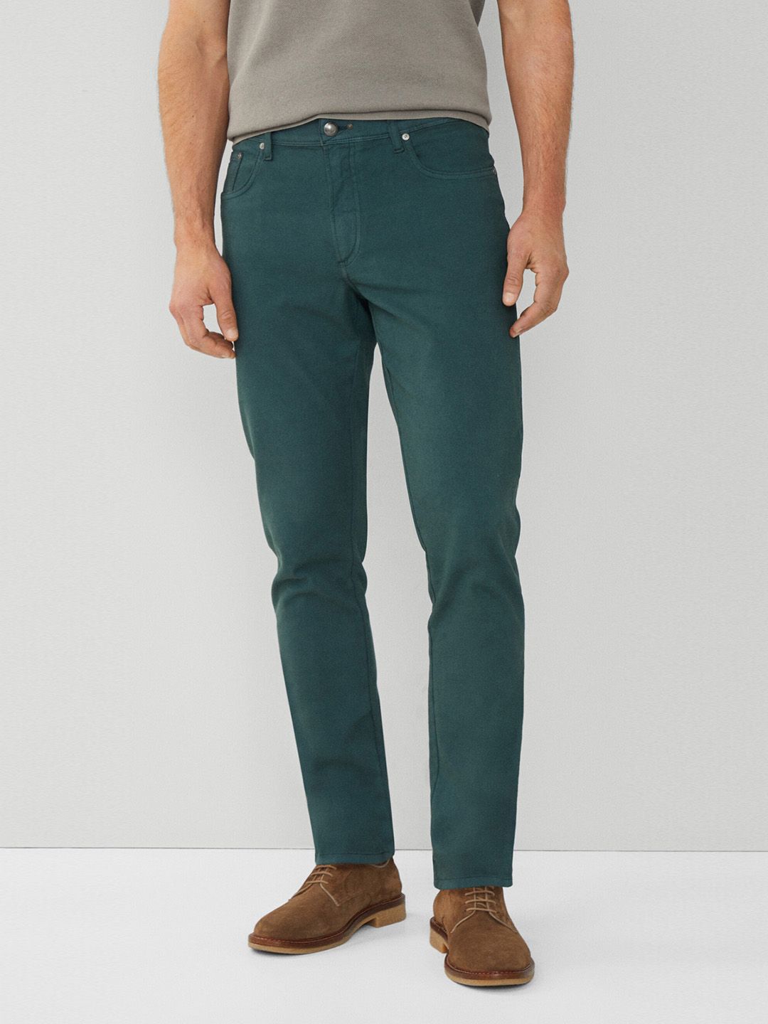 HACKETT LONDON Men Mid-Rise Zip Flat-Front Cotton Regular Trouser-picture-40