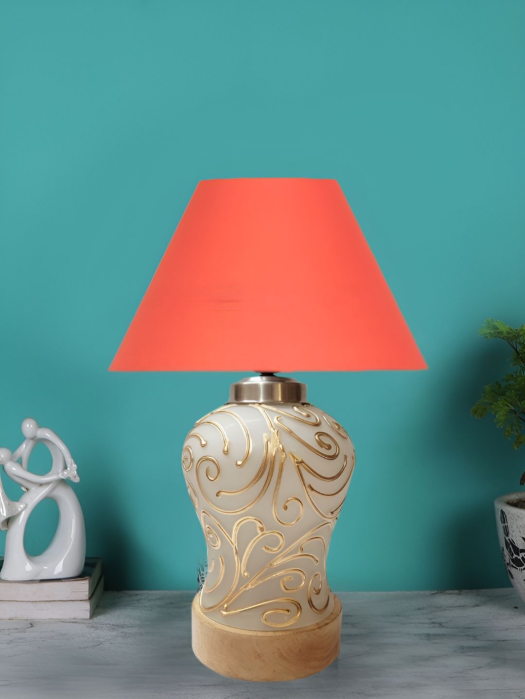 Devansh Orange Glass Traditional Frusturical Shaped Table Lamp-image-10