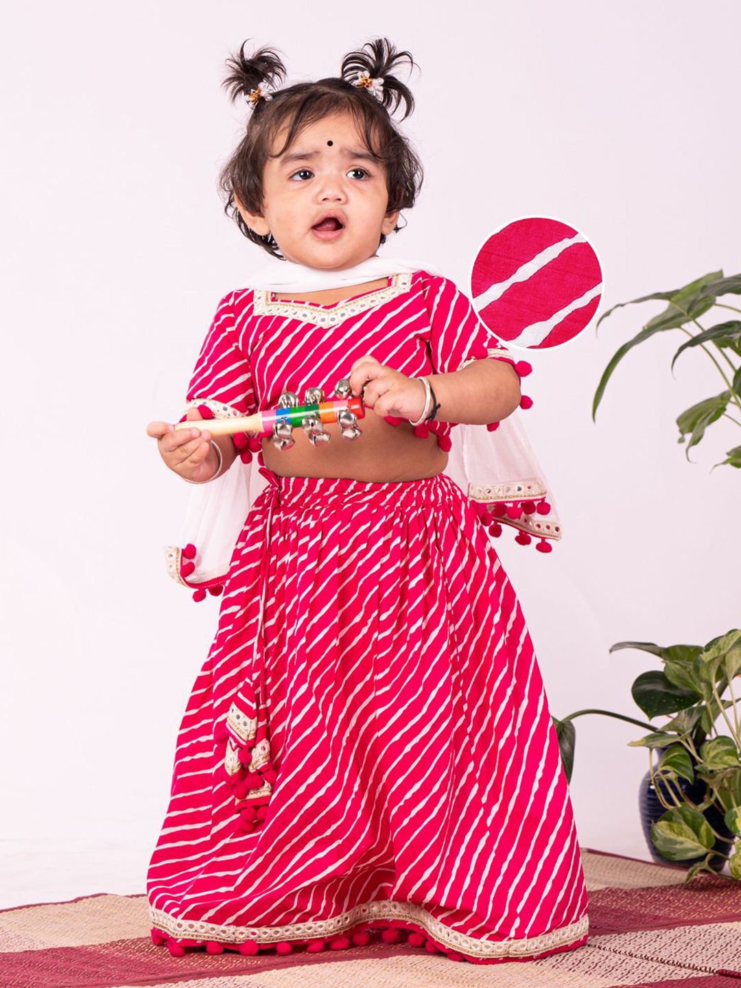 VASTRAMAY Girls Printed Mirror Work Ready to Wear Lehenga & Blouse With Dupatta-picture-13