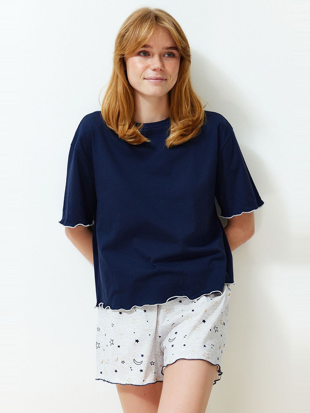 Trendyol Round Neck Pure Cotton Night suit-picture-12