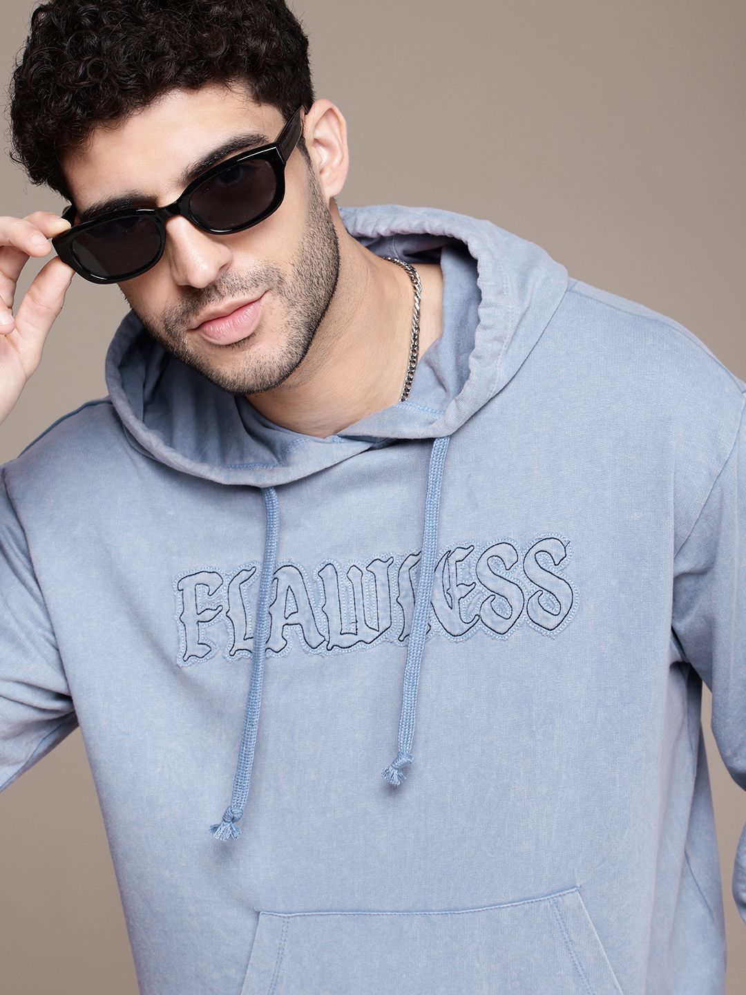 The Roadster Life Co. Typography Washed Effect Hooded Pure Cotton Relaxed Fit Sweatshirt-picture-26