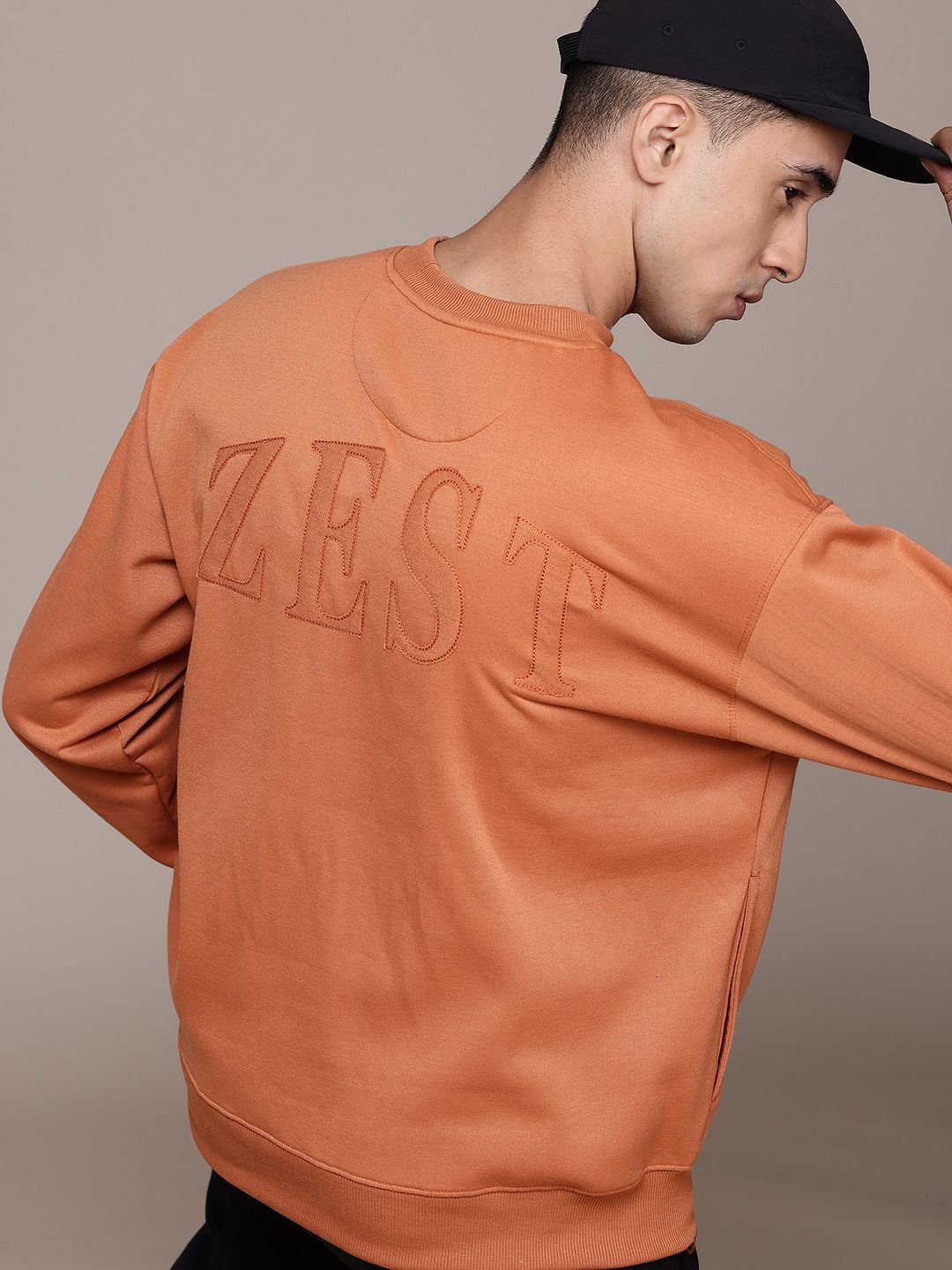 The Roadster Lifestyle Co. Printed Applique Detail Relaxed Fit Sweatshirt-image-19