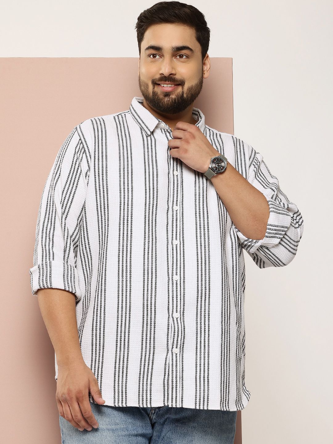 Sztori Plus Size Woven Designed Casual Shirt-picture-41