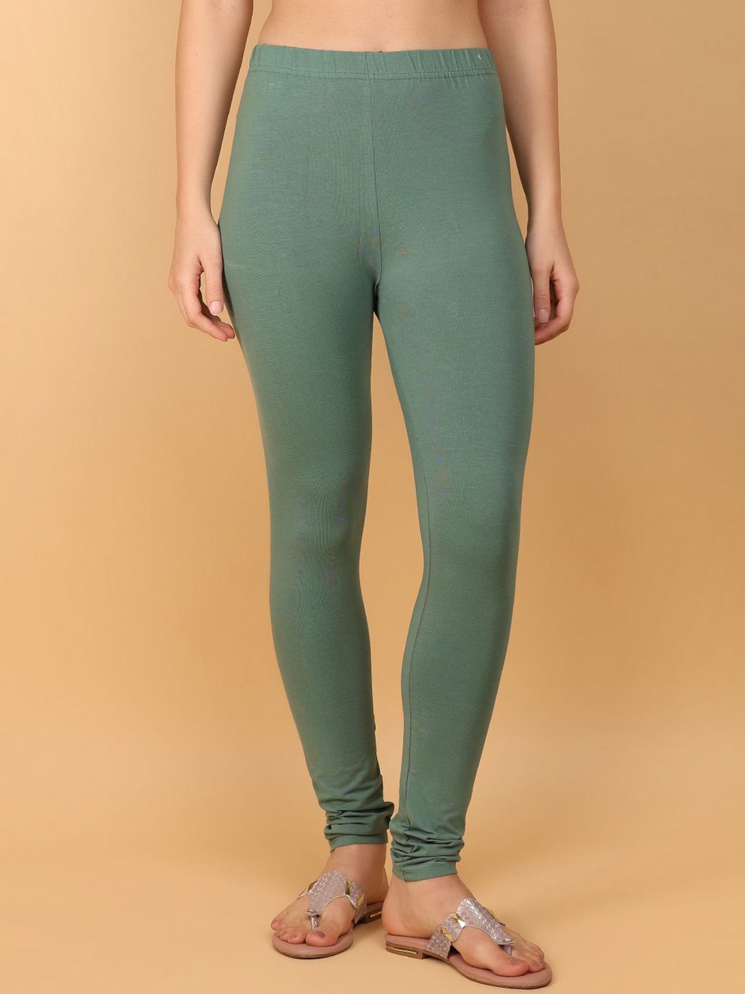 V-Mart Solid Cotton Spandex Churidar Length Leggings-image-34