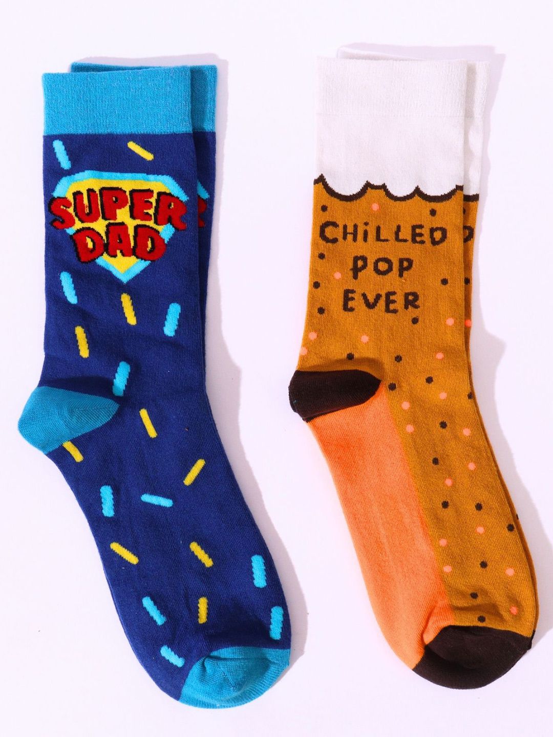 Thela Gaadi Men Pack Of 2 Patterned Calf Length Socks-picture-11