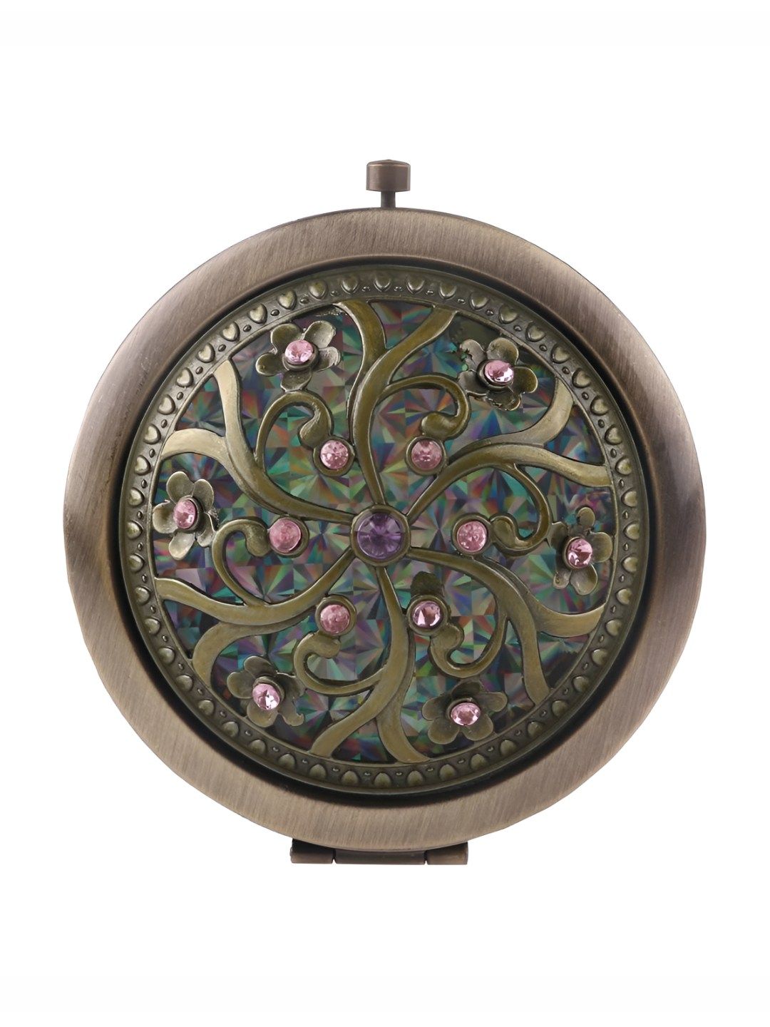 P-Plus International Copper Toned & Green Textured Double Sided Pocket Mirror-picture-40