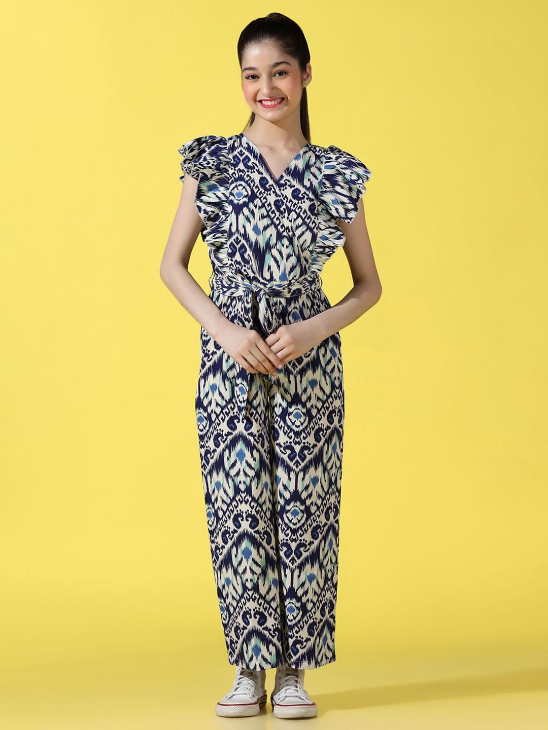 Cherry & Jerry Girls Printed V-Neck Waist Tie Ups Basic Jumpsuit-picture-13