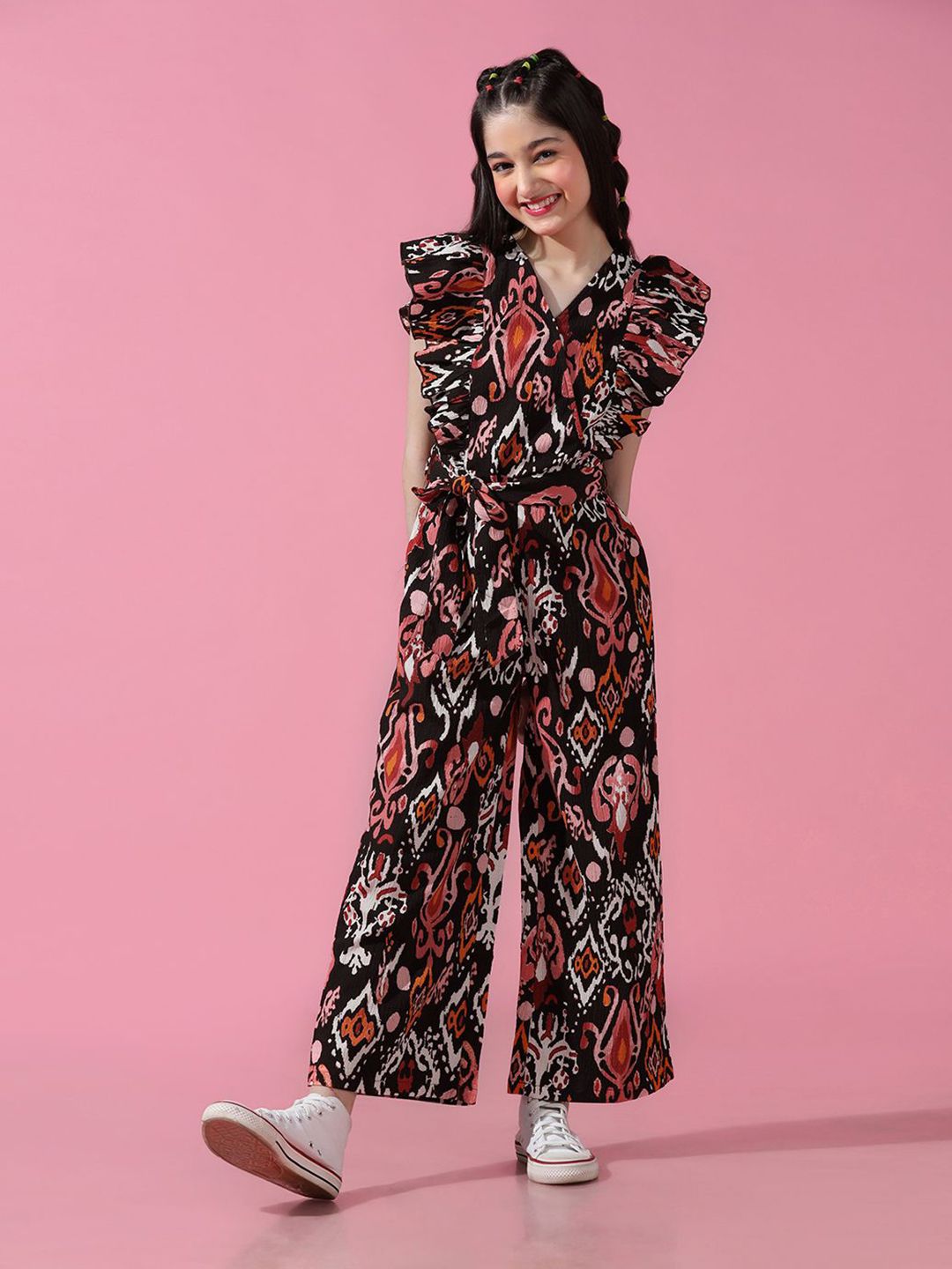 Cherry & Jerry Girls Printed Ruffled Sleeve Tie-Up Waist Basic Jumpsuit-picture-14