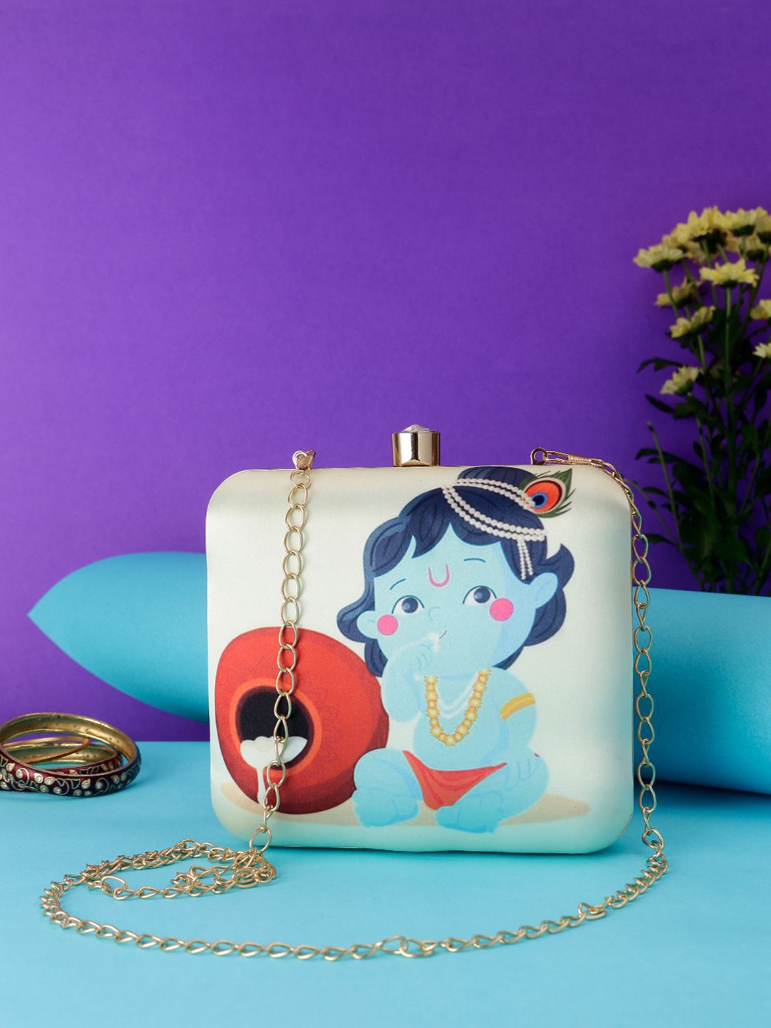 Sangria Printed Box Clutch With Shoulder Strap-picture-31